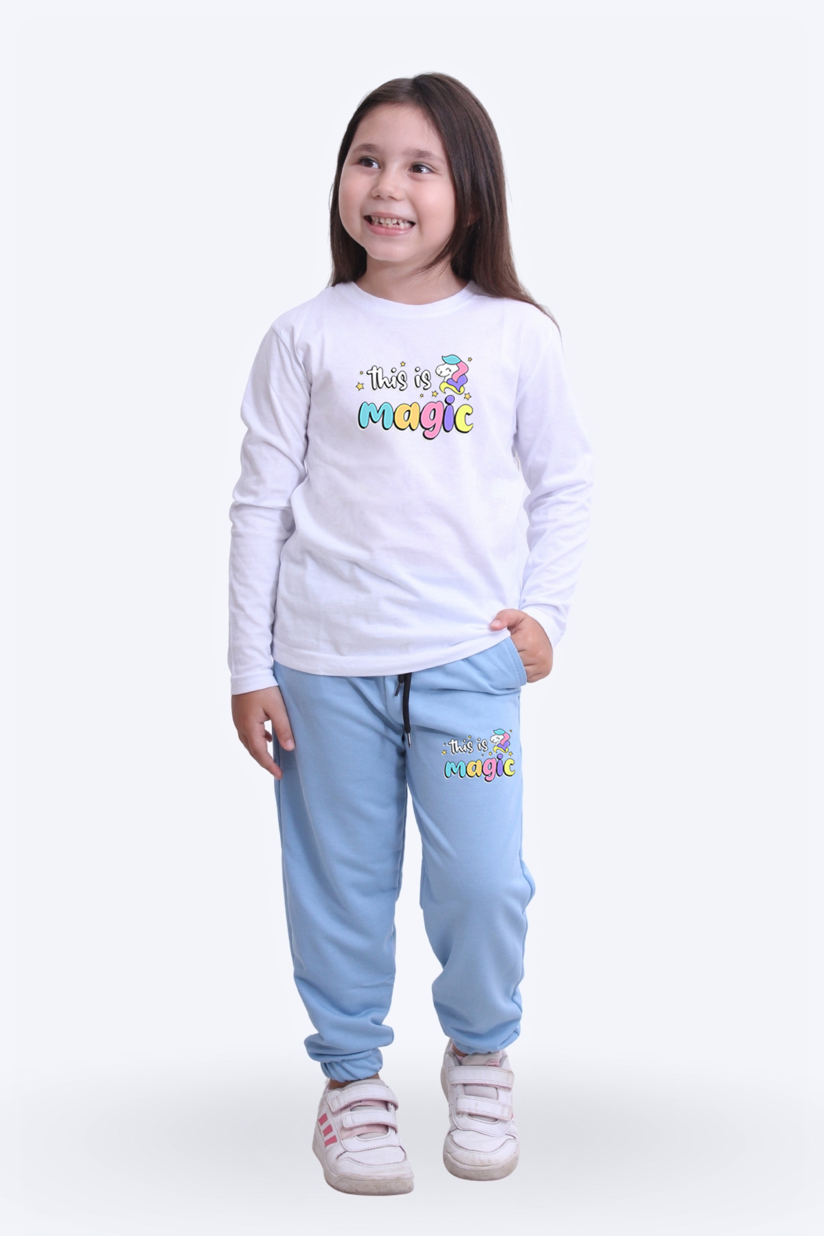 FYK KİDS 3'lü Kız Çocuk Yuvarlak Yaka Baskı Detaylı Alt-üst Pijama Takimi fotoğrafı 2 (önizleme)