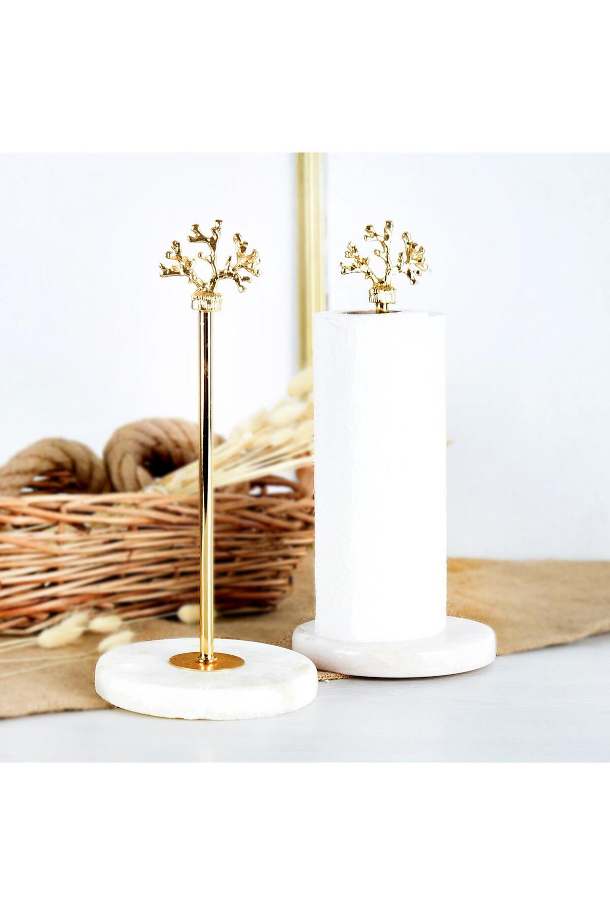 sahane & bazaar Mermer Gold Kağıt Havluluk Peçetelik Banyo Havluluk Sofra Mutfak Düzenleyici
