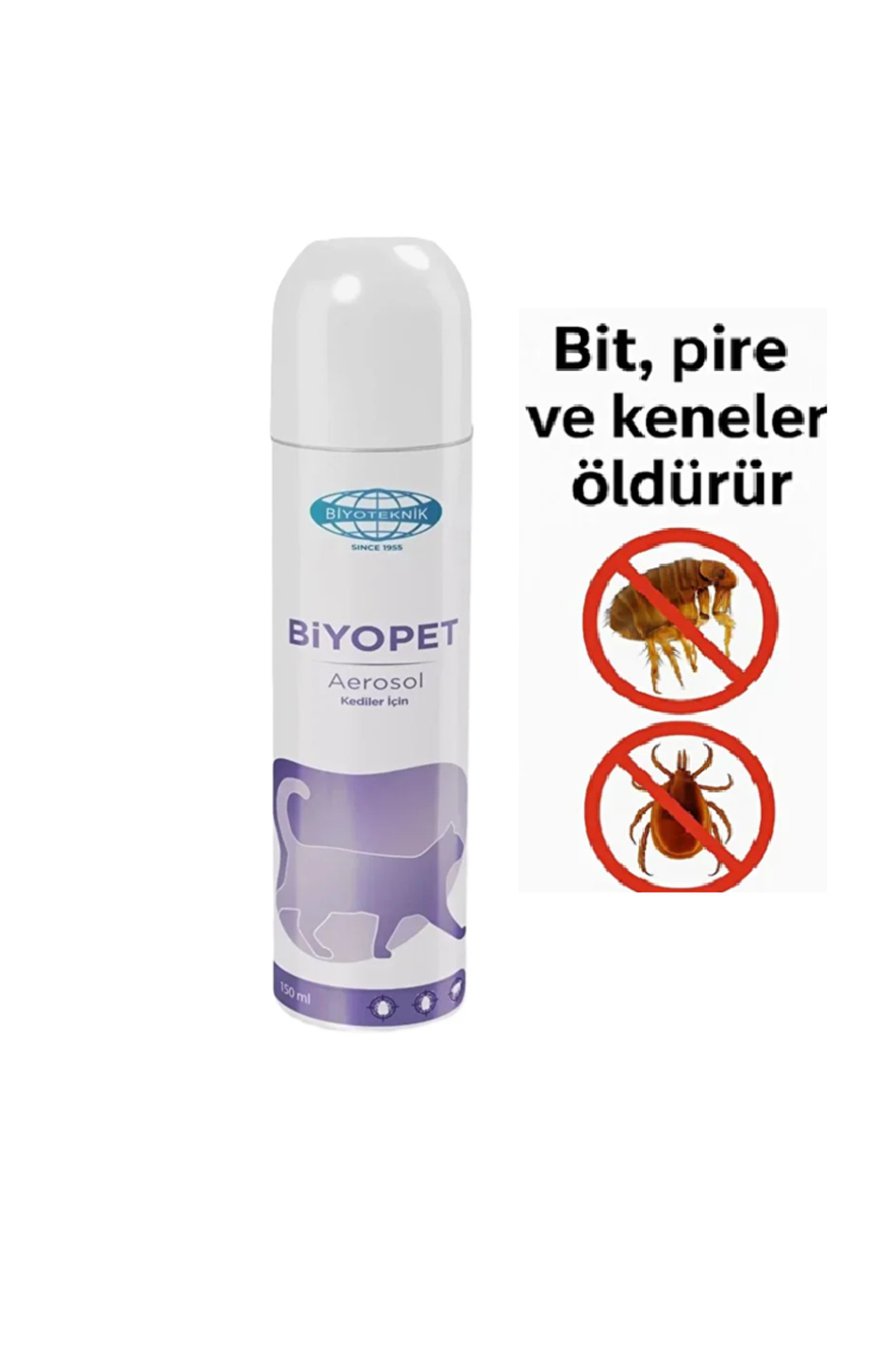Biyoteknik Biyopet Aerosol 150 ml Kedi Yaşam Alanı Bit, Pire Ve Kene Haşere Spreyi