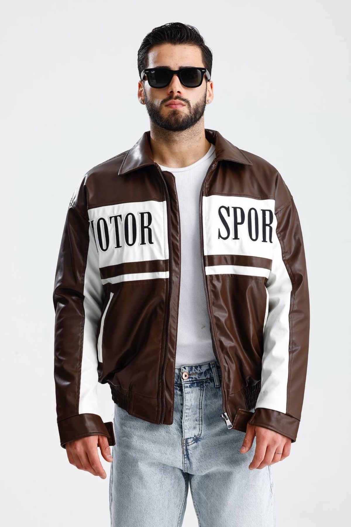 İLKCET MODA Motor Sport Premium Brown Oversize Men's Leather