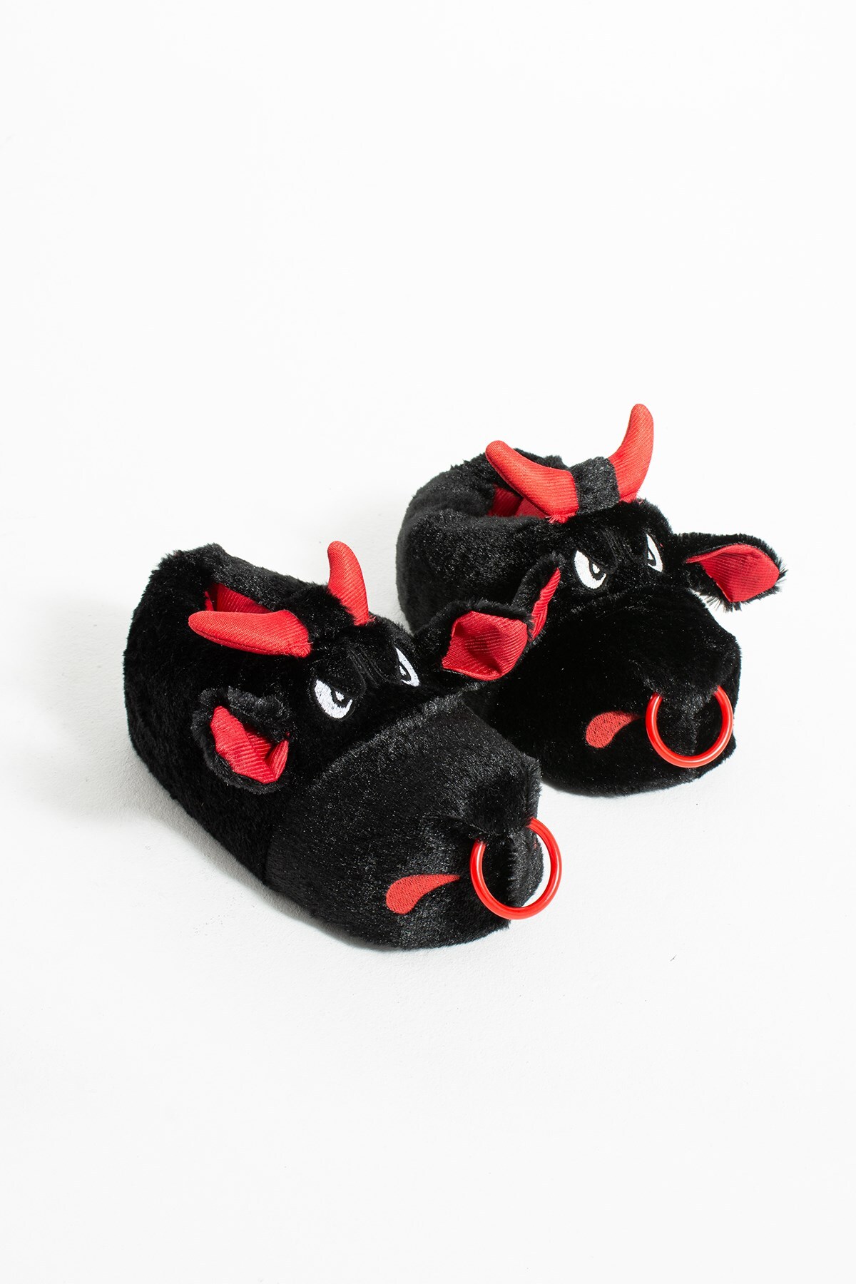 AlbiShoes Unisex Kızgın Boğa Figürlü Sessiz Yumuşak Taban Sıcak Ev Botu Peluş Ev Ayakkabısı Panduf görsel 5