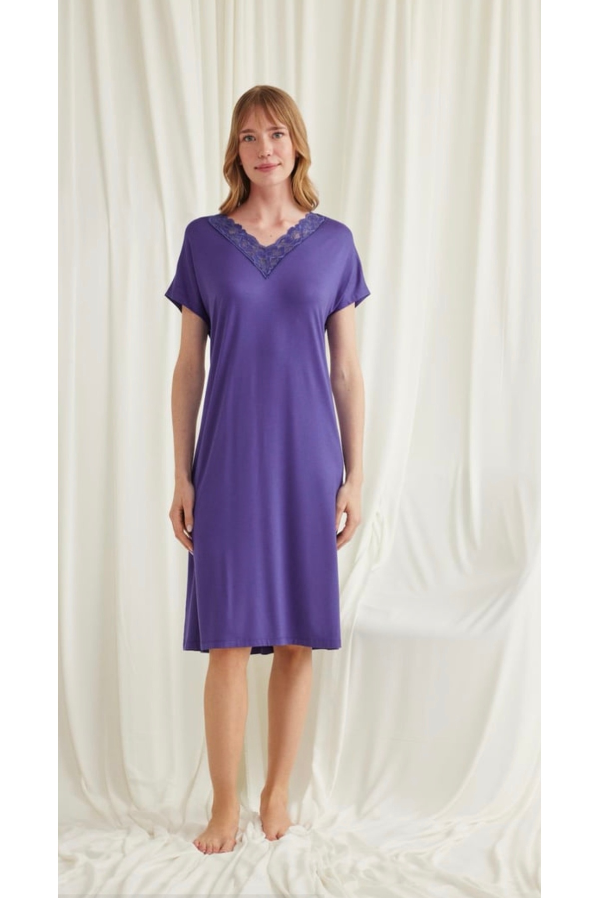 NightLove Monamise Dantelli Kısa Kollu Gecelik 18570