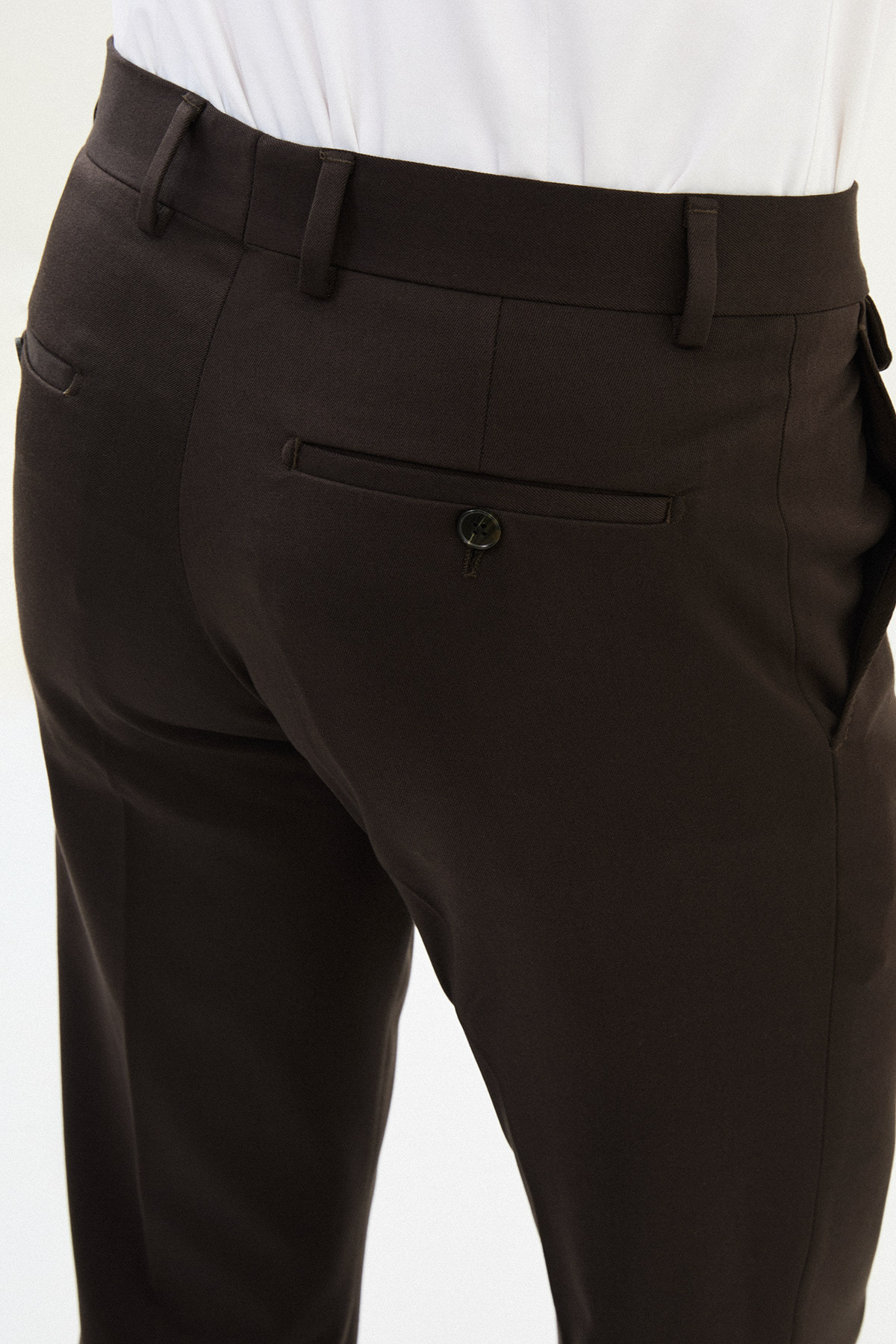 Düz Slim Fit Klasik Erkek Pantolon Kahve - 38988.21K — قهوه‌ای — تصویر 4 از 6