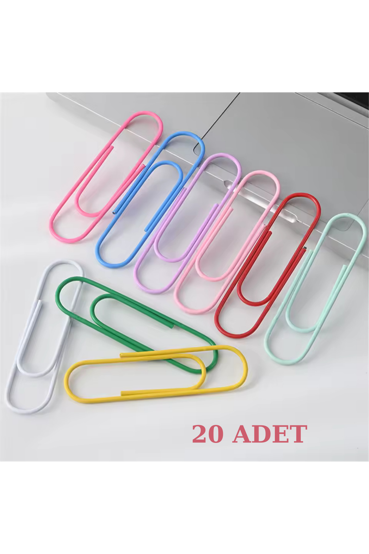 UĞURDAN Renkli Ataş Seti 20 Adet – Büyük Boy Metal Kırtasiye Kağıt Klipsi