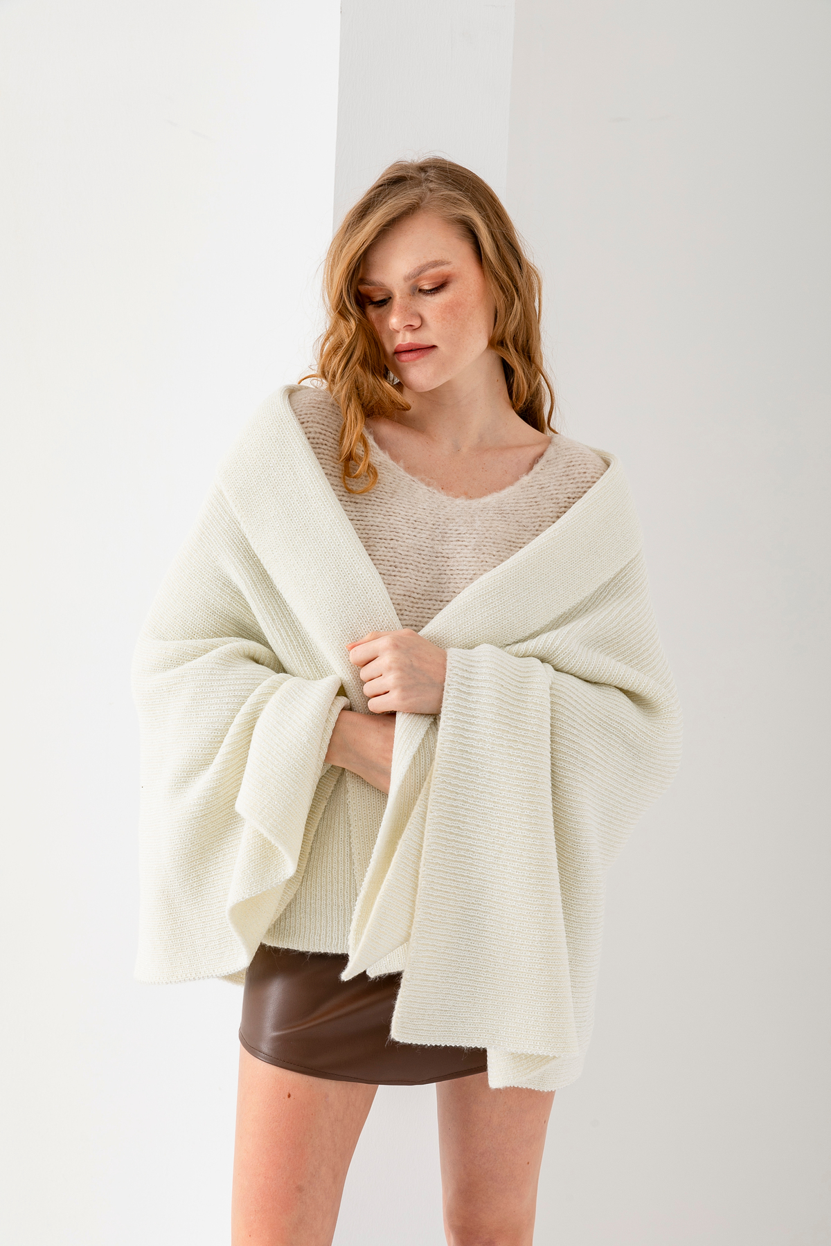 Thick Glitter Knitwear Shoulder Shawl – Stylish and Comfortable Women's Shawl Model - soft Shoulder Shawl
