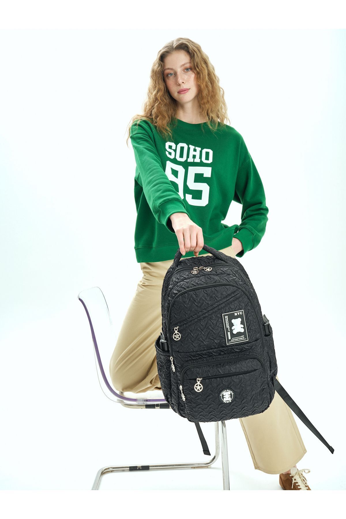 پیر کاردین کوله پشتی مدرسه مشکی 07Pc17735-S