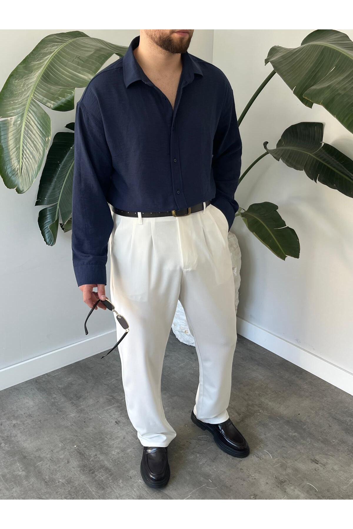 Quik-max Keten Oversize Gömlek görsel 4