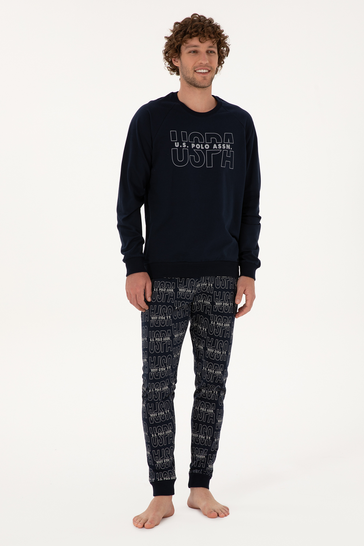 ست پیژامه و لباس خواب مردانه یقه گرد | یو اس پولو U.S. Polo Assn. 1214297 TR - تصویر 4