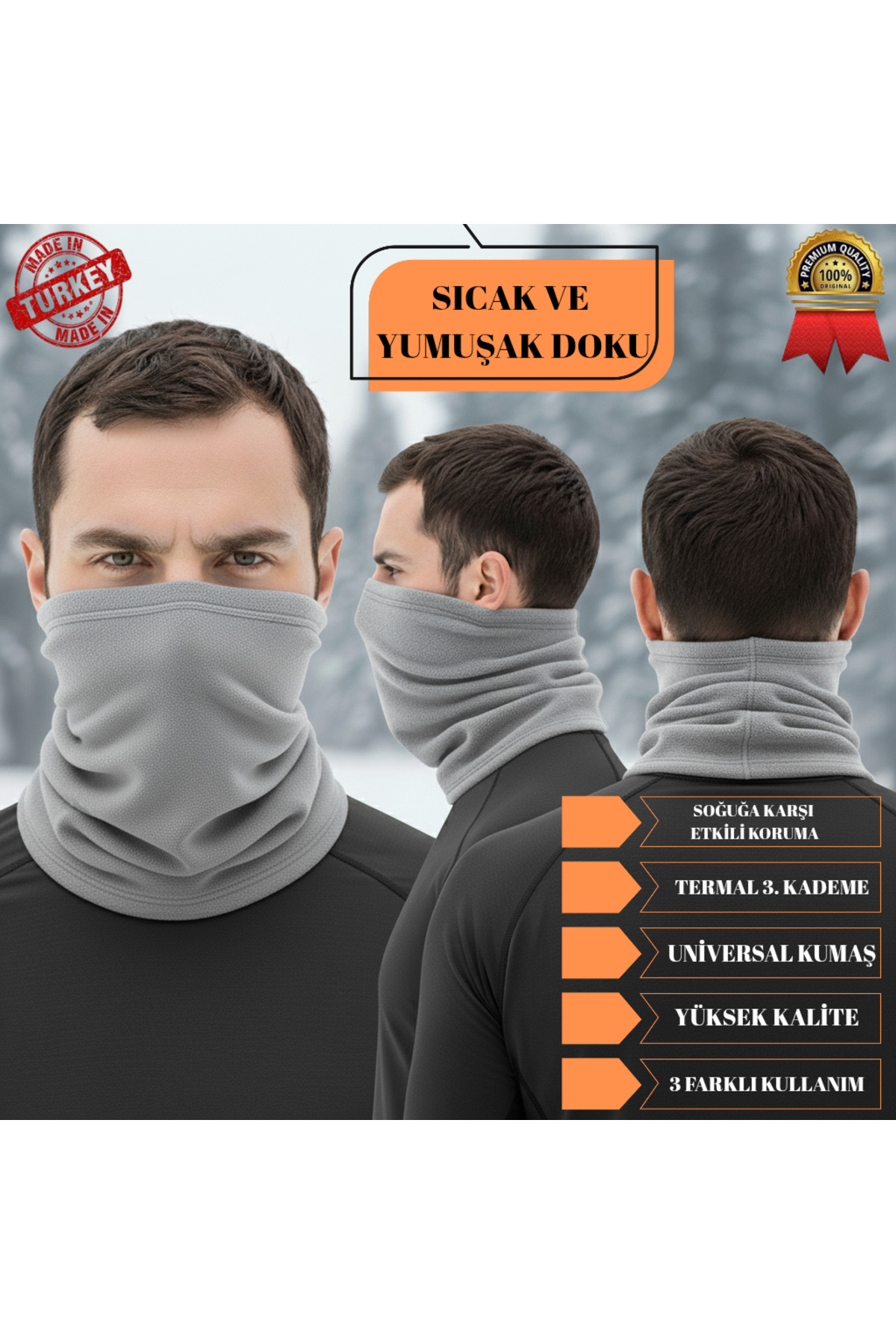 akyıldız iş elbiseleri Polar Boyunluk | Kışlık Motorcu Rüzgar Önleyici Outdoor Buff Bere (3 FARKLI KULLANIM) görsel 2
