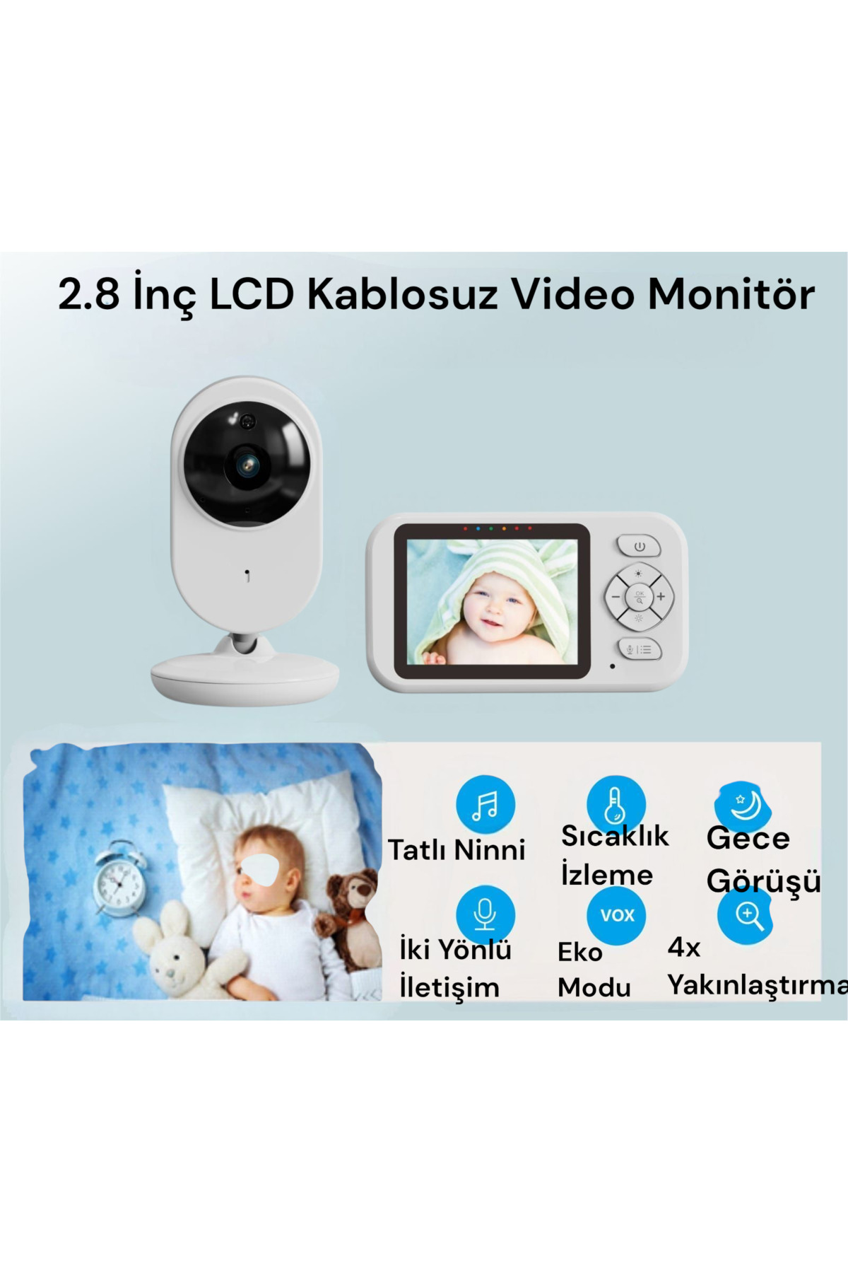 Dembastore 2.8 İnç LCD Monitör Video Bebek İzleme Kamerası fotoğrafı 3 (önizleme)