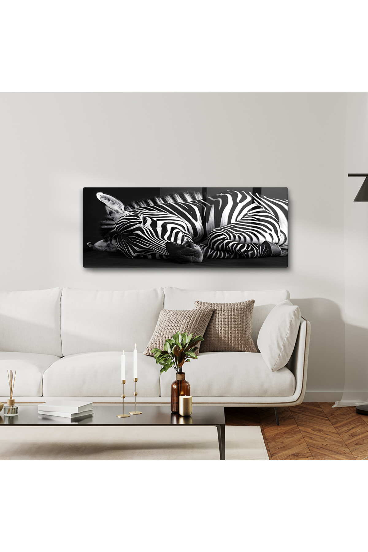 Monokrom Zebra Tasarım-Cam Tablo-Ev Ve Ofis Dekorasyon-Sanatsal-Tasarım