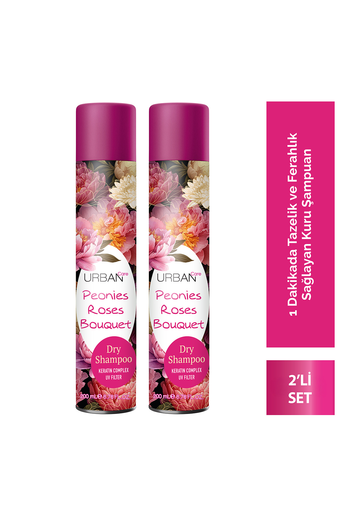 Urban Care Peonies Roses Bouquet Hacimlendirici Kuru Şampuan Seti 2x200ml- Vegan - Uv Korumalı
