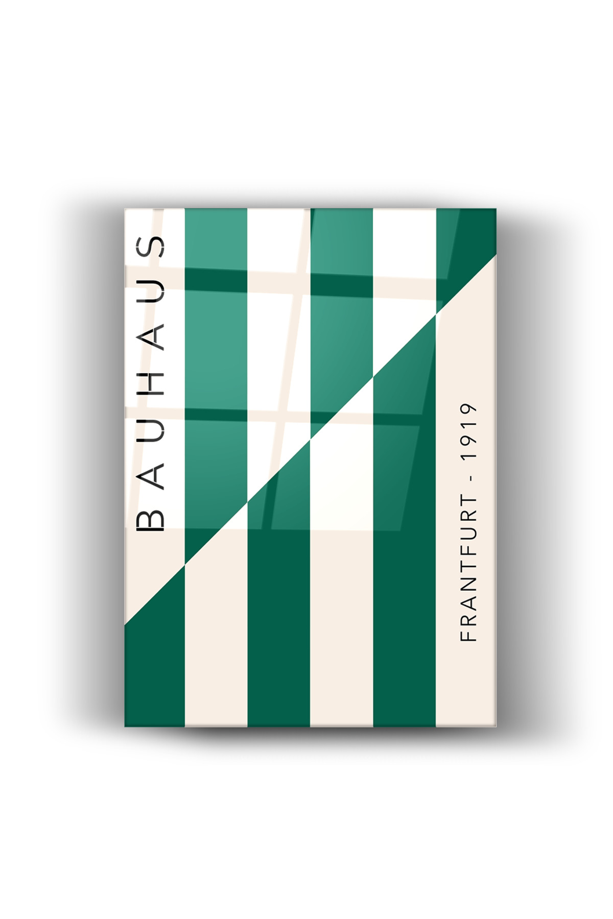 Bauhaus Frankfurt 1919 – Yeşil Çizgili Modern Tasarım-Cam Tablo-Ev Ve Ofis Dekorasyon-Sanatsal
