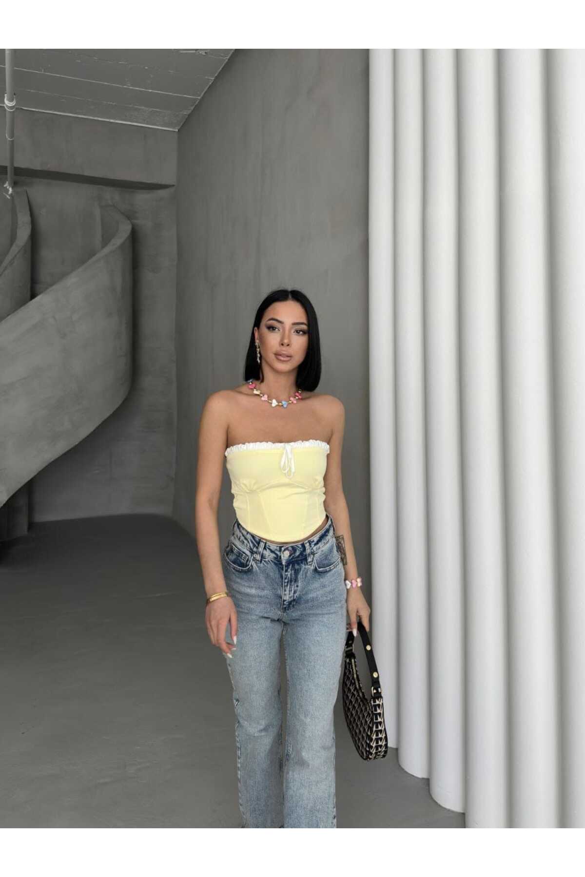 Miss  Vintage Bağcık Ve Korse Detay Top Crop - Görsel 2