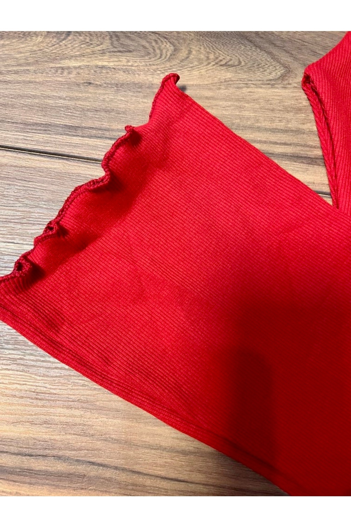 Babyelisco Kız çocuk pamuklu kaşkorse ispanyol paça tayt kırmızı 1-12 yaş fotoğrafı 5 (önizleme)