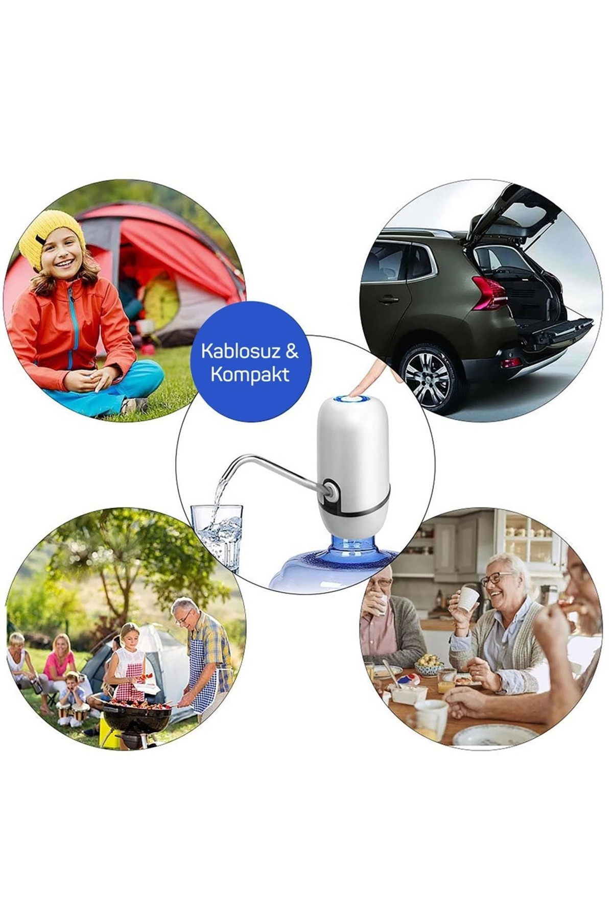 AriaTech Kampta Piknikte Yazlıkta Şarjlı Damacana Otomatik Su Pompası ( Lisinya )