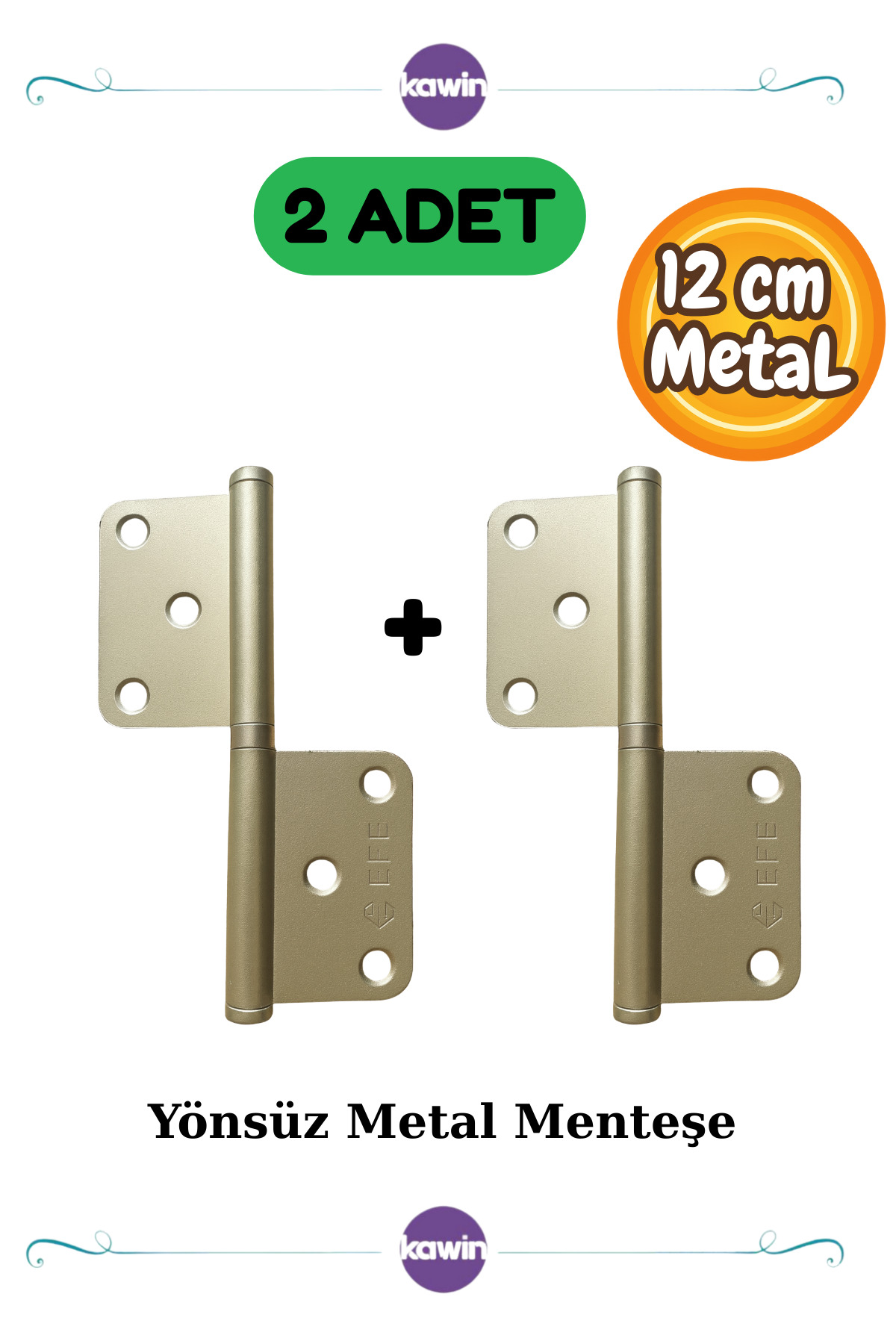 Kawin 2 Adet 12cm Metal Çelik Kapı Menteşe Yönsüz 2mm Dayanıklı