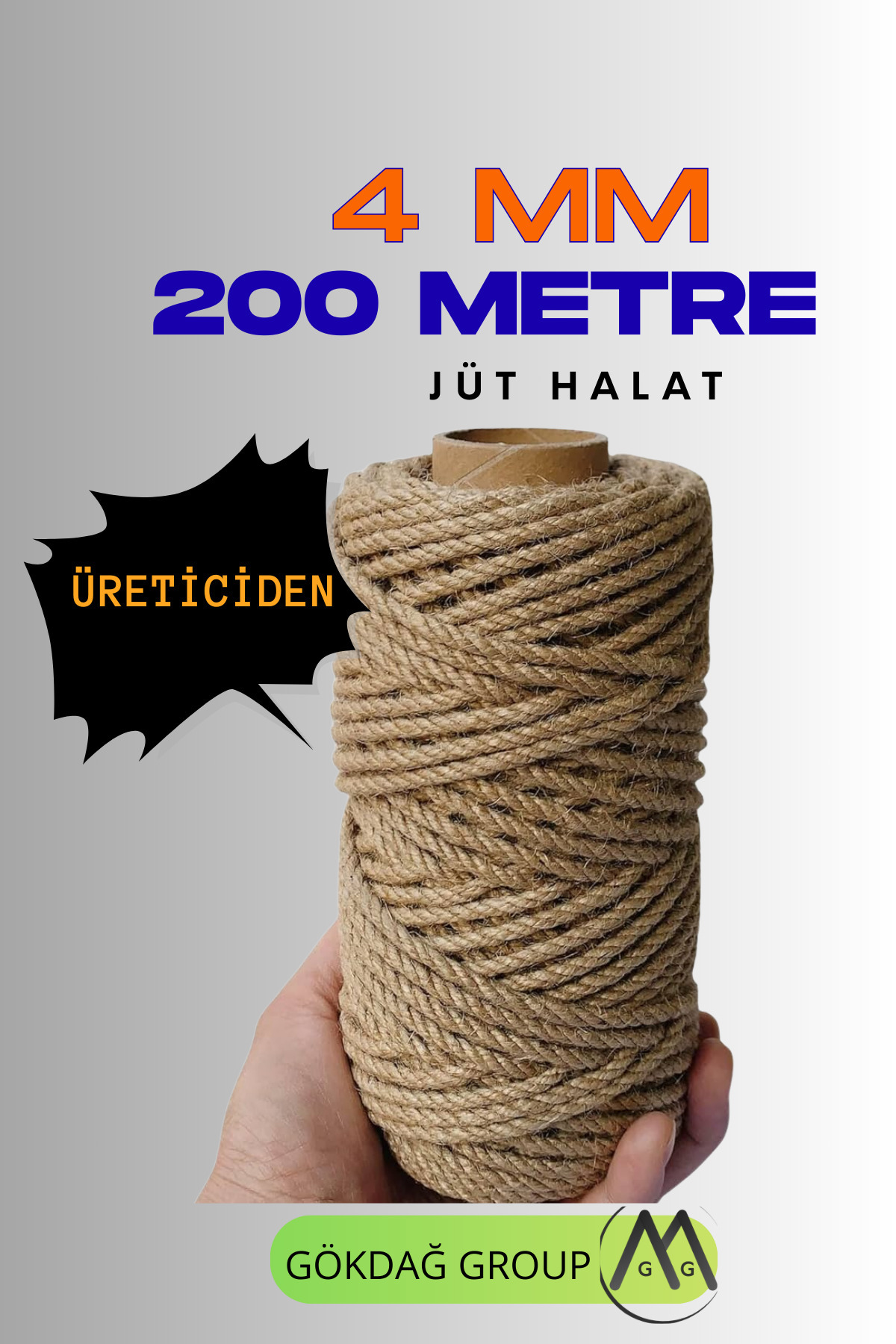 GÖKDAĞ GROUP 4 MM 200 Metre Jüt Halat Dekoratif Hasır İp