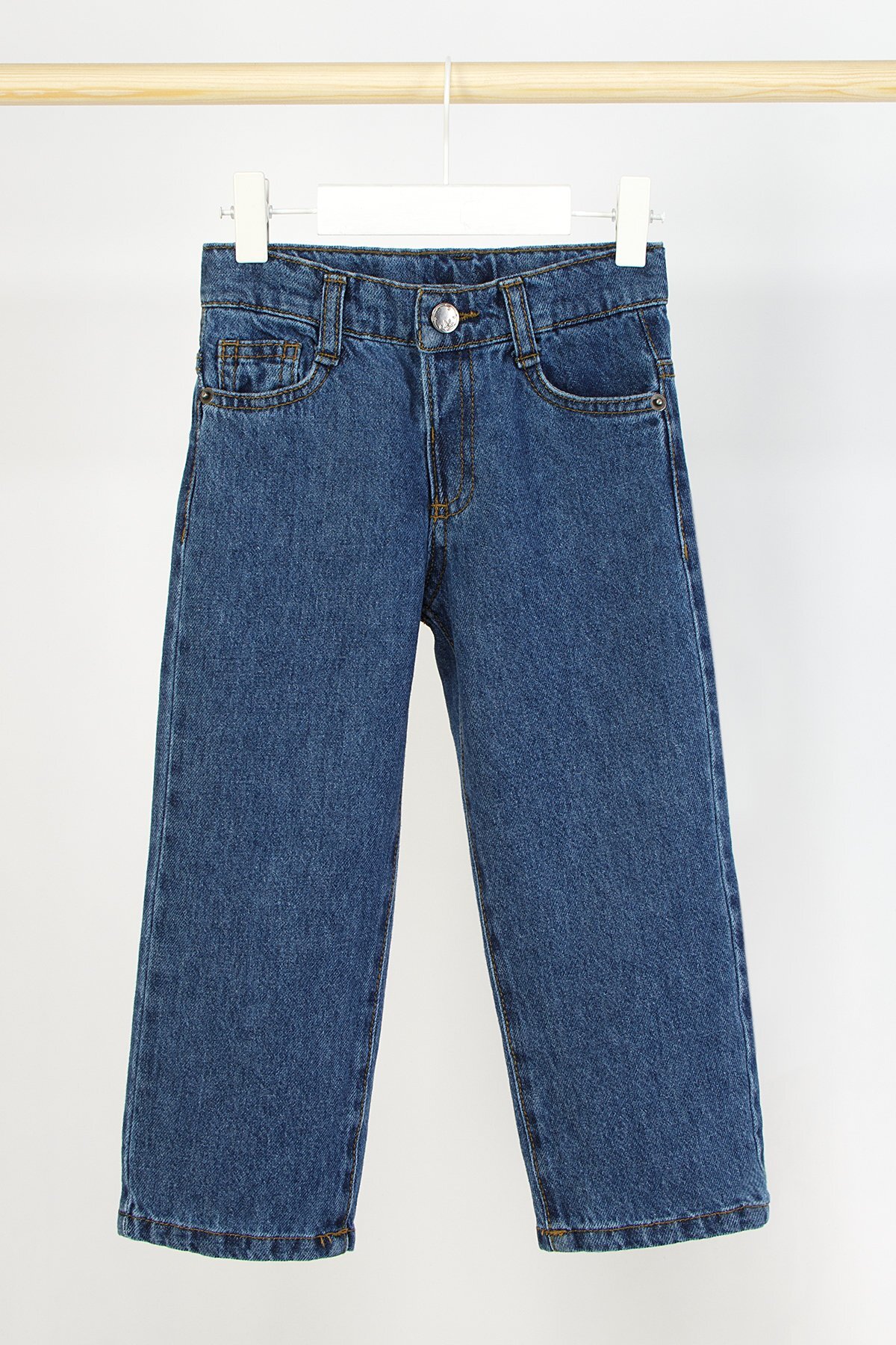 Shopmins Beli Lastikli Çıtçıtlı 2'li Kız Erkek Çocuk Unisex Jean Kot Pantolon Bebe fotoğrafı 6 (önizleme)