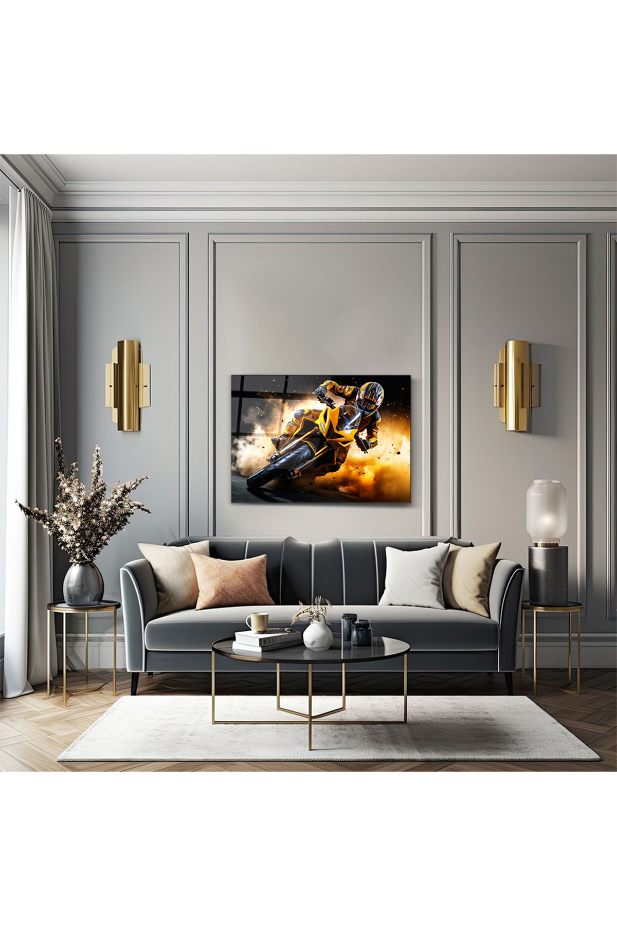 Motor Sporları Cam Hız ve Adrenalin-Cam Tablo - Modern ve Şık Tasarım -Ev ve Ofis Dekorasyonu