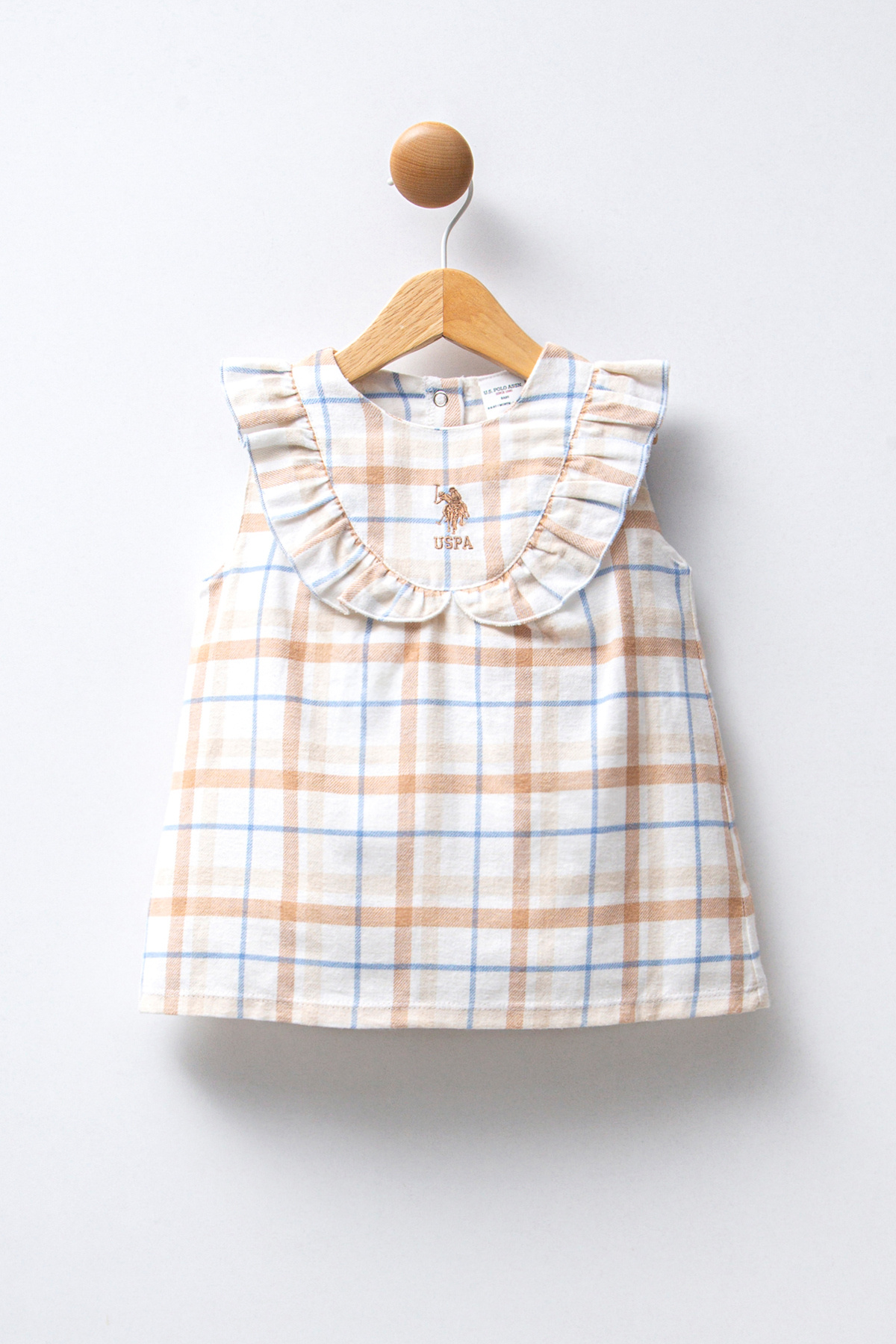 یو اس پولو لباس نوزادی دخترانه طرح دار سفید چین دار طرح دار بدون آستین 50322828-VR013 یو اس پولو لباس نوزادی دخترانه طرح دار سفید چین دار طرح دار بدون آستین 50322828-VR013