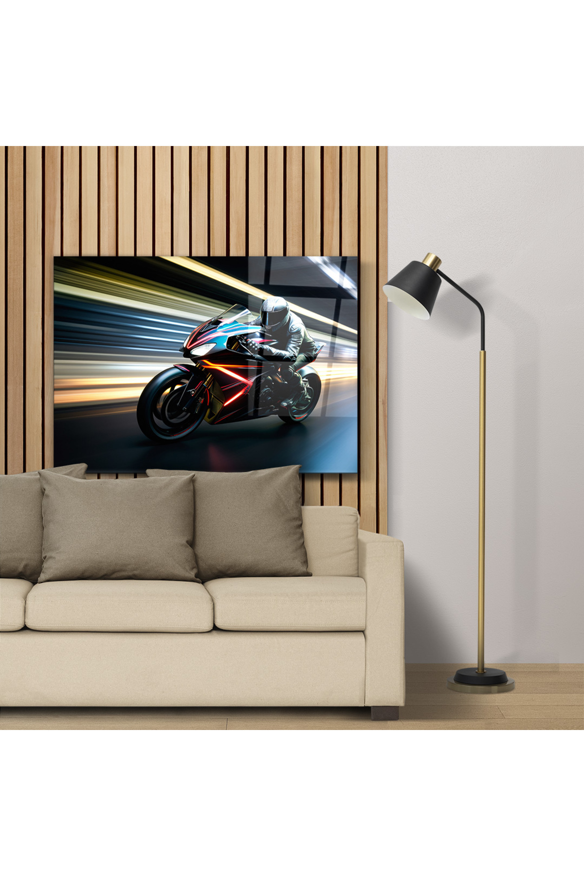Hız ve Cesareti Temalı Motor- Cam Tablo- Ev ve Ofis Dekorasyonu