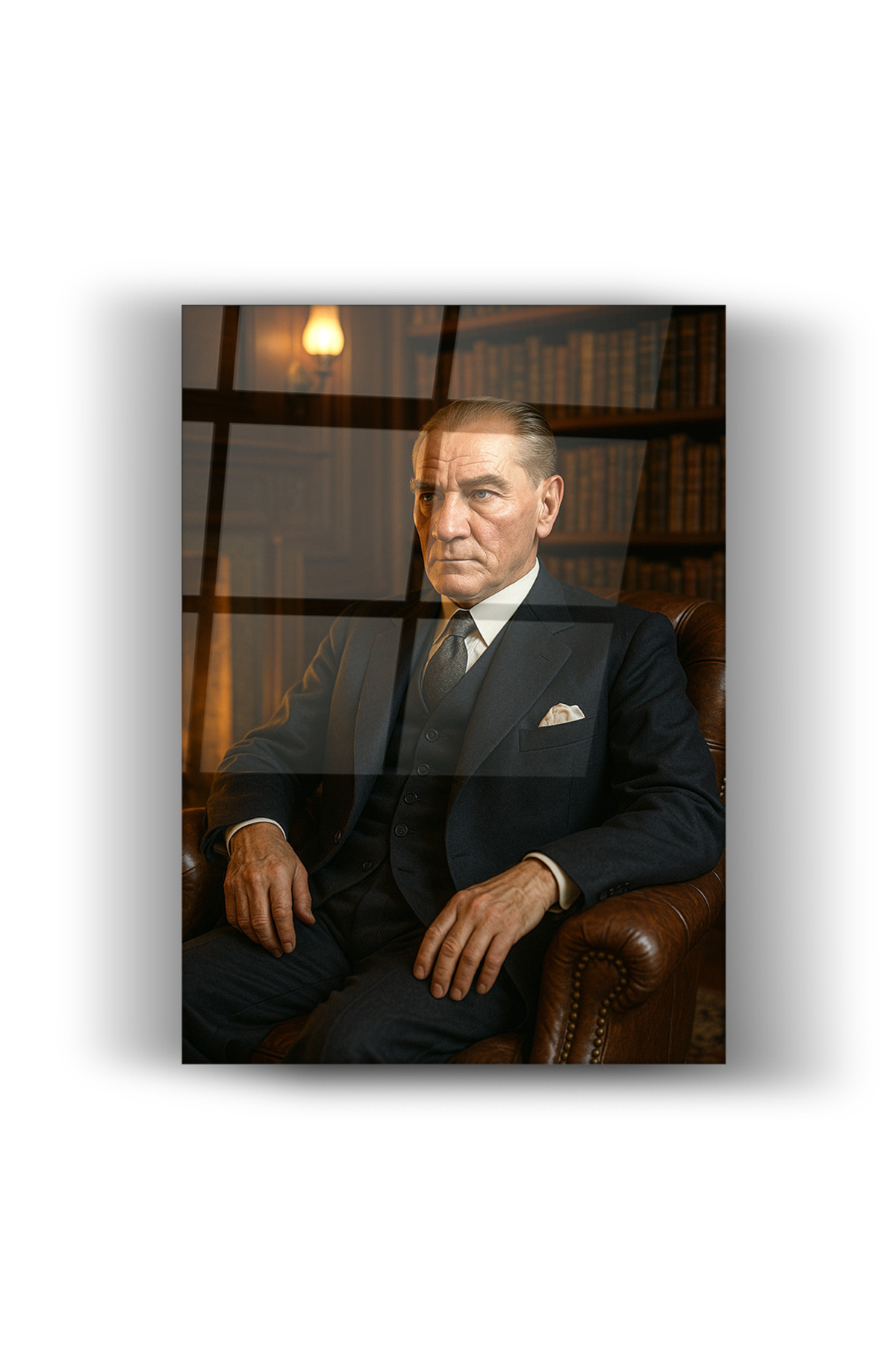 Mustafa Kemal Atatürk Karizmatik Portresi Modern ve Klasik- Cam Tablo- Ev ve Ofis Dekorasyonu