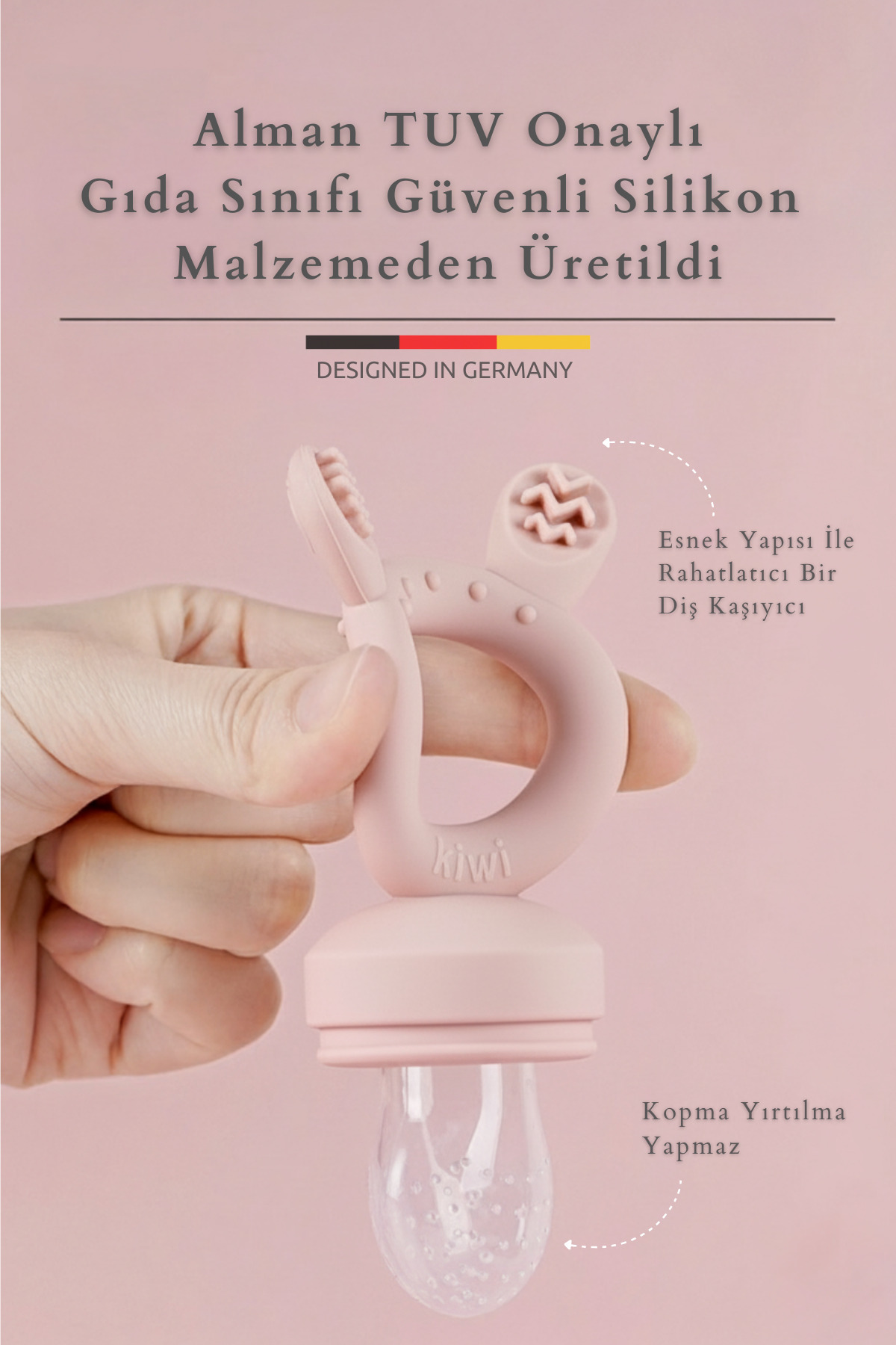 Kiwi Frutty Meyve Süzgeci-Diş Kaşıyıcı-Püre Emzik | Dondurma Kalıbı | %100 Gıda Sınıfı Silikon | 6-36 Ay fotoğrafı 5 (önizleme)