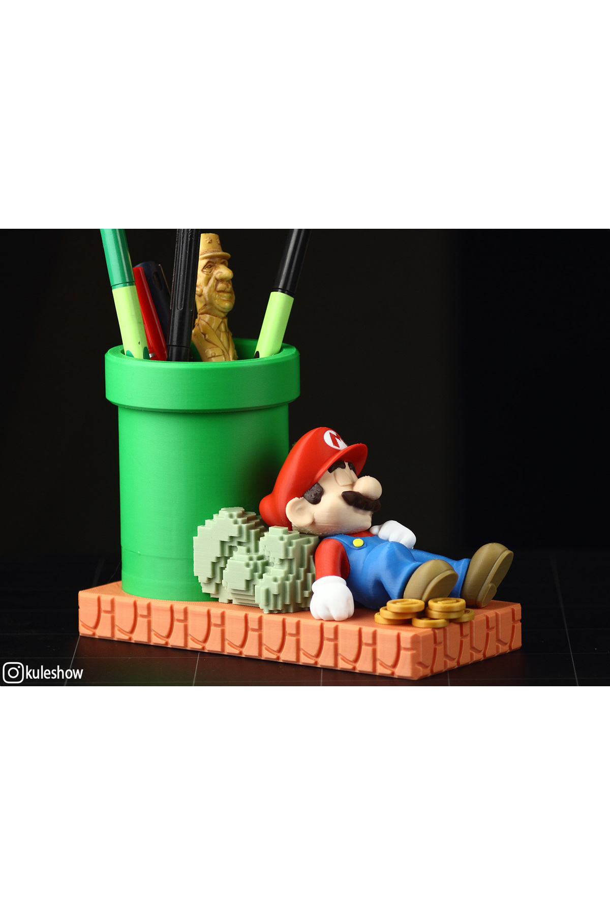 Mario Tarzı Kalemlik – 3D Baskı Dekoratif ve Kullanışlı Organizer (17×12 cm)
