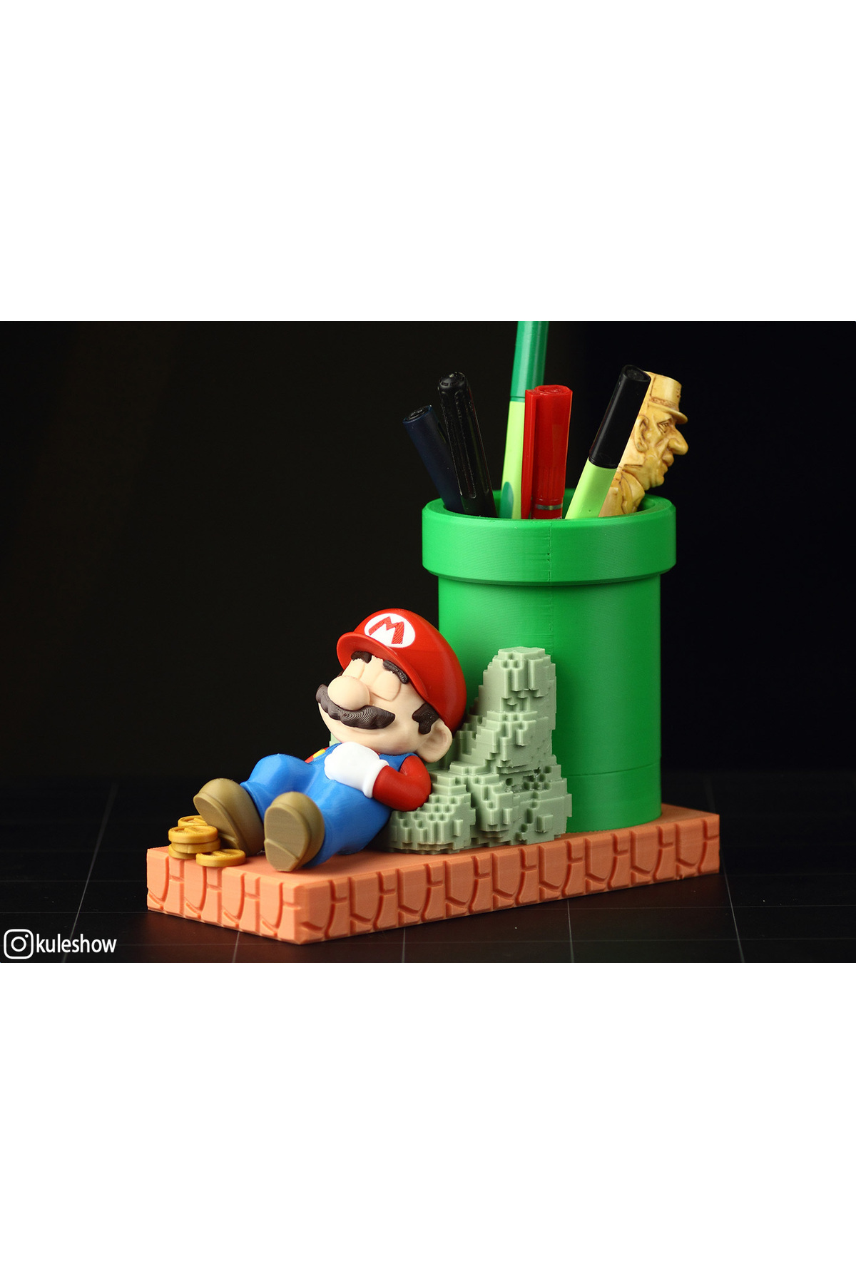 Mario Tarzı Kalemlik – 3D Baskı Dekoratif ve Kullanışlı Organizer (17×12 cm)