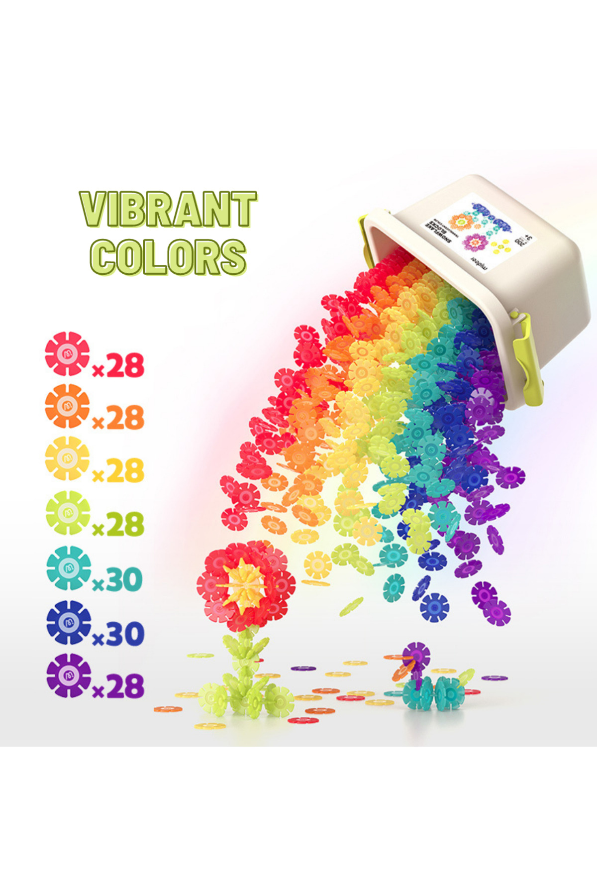 بلوک‌های رنگارنگ برف‌دانه ۲۰۰ تکه