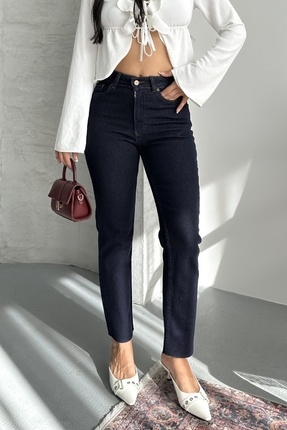 Xlovejeans Paçaları Dikişsiz ve Yüksek Belli Kadın Kot Pantolon Mom Fit Jean ...