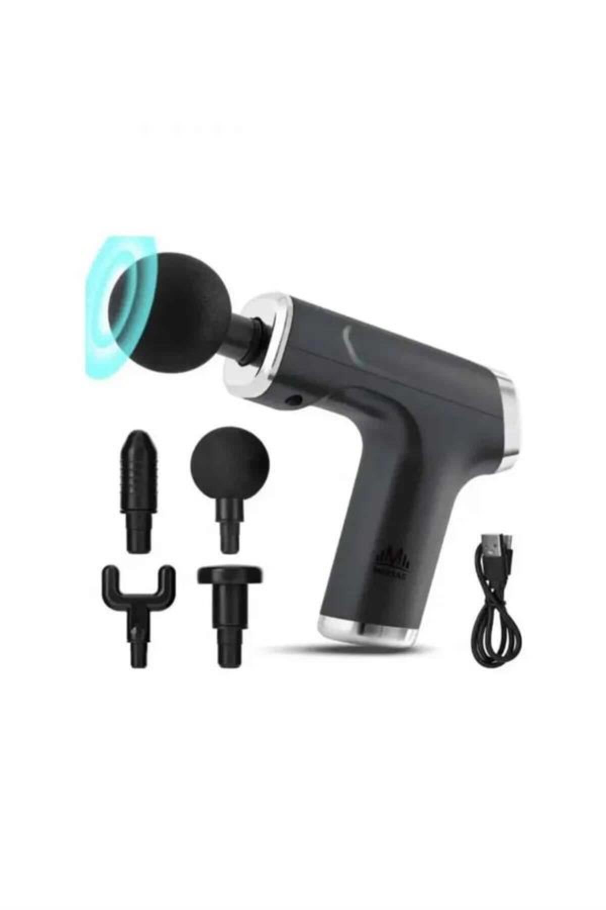 Rubyyavm Profesyonel Masaj Tabancası Sporcu Masaj Aleti 4 Başlıklı Şarjlı Titreşimli