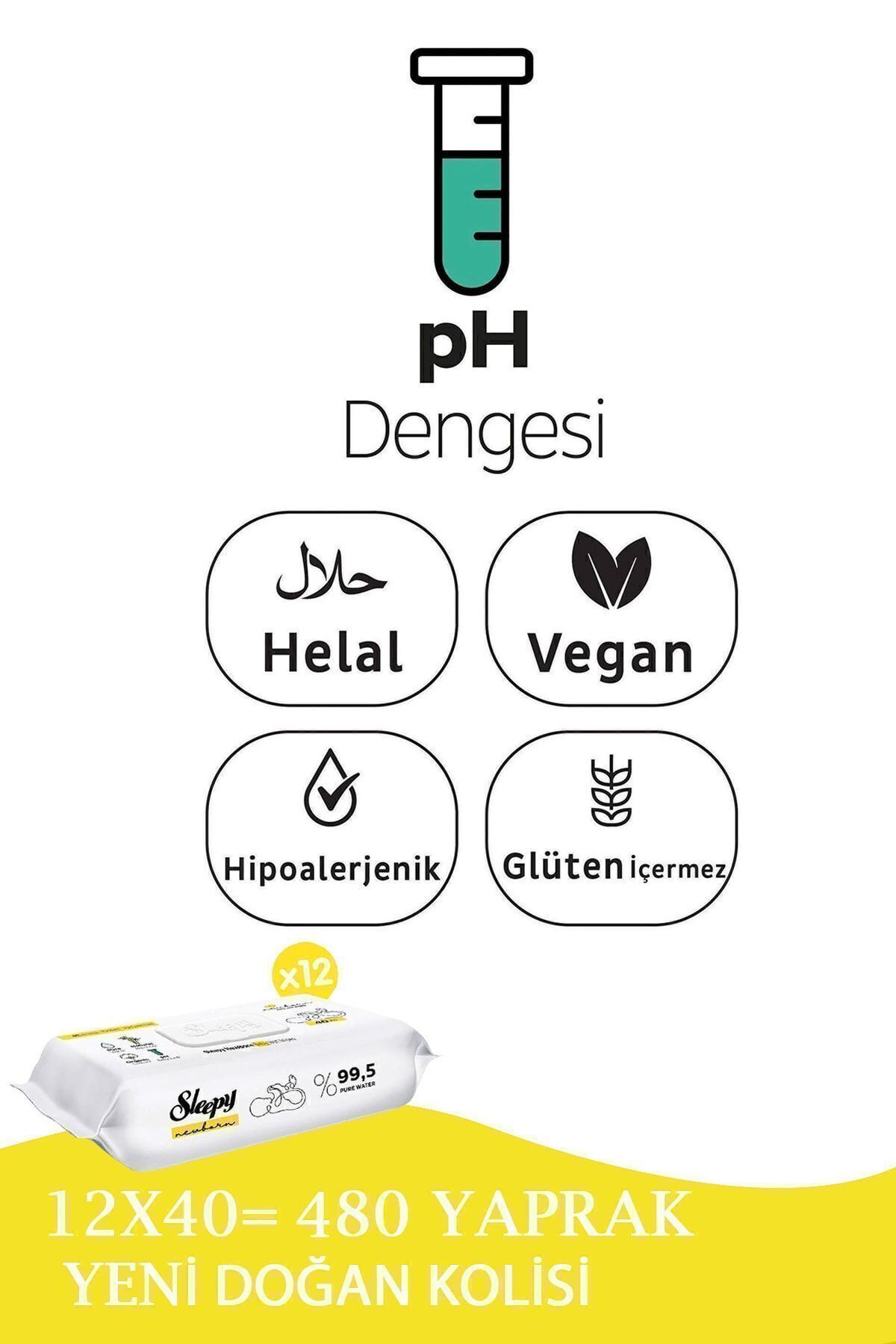 Sleepy Yenidoğan Newborn Islak Mendil 12x40lı (480 YAPRAK) fotoğrafı 3 (önizleme)