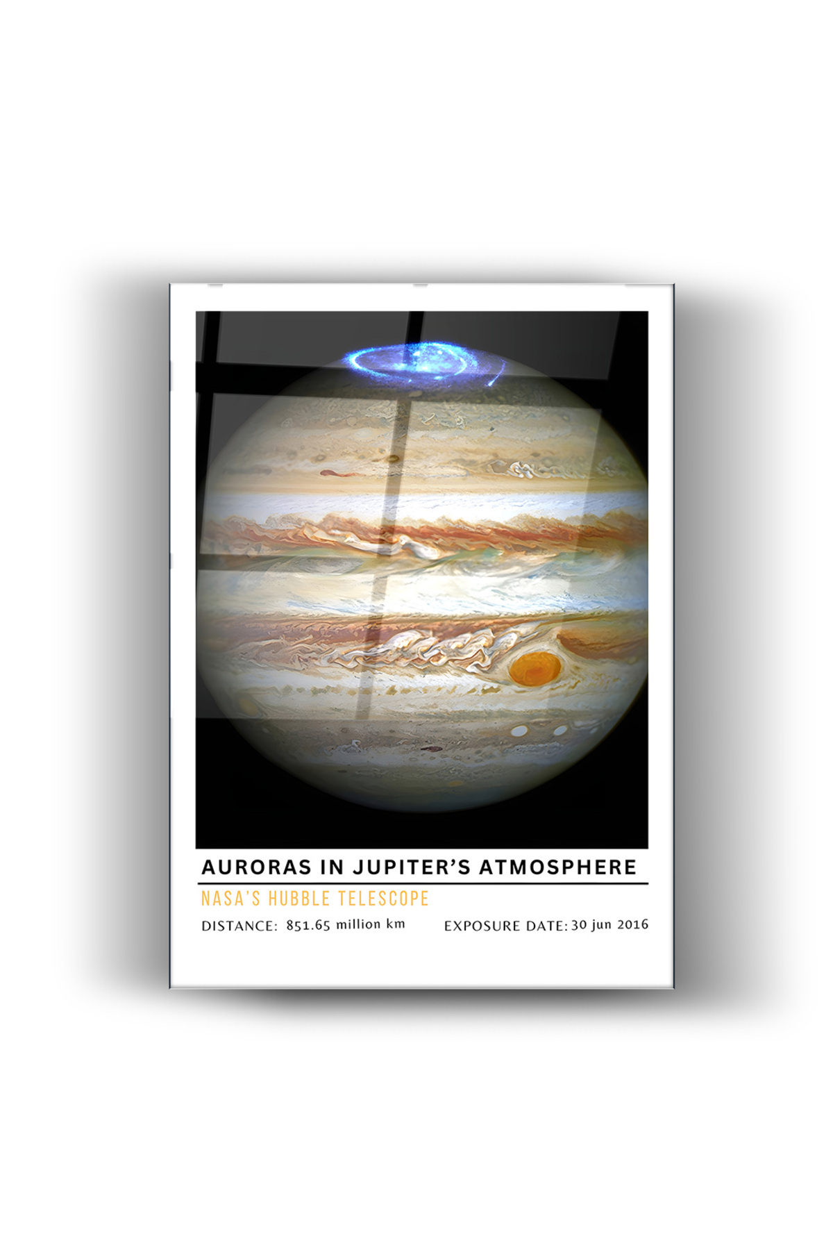 Jüpiter’de Kutup Işıkları – NASA Hubble Teleskobu - Cam Tablo-Sanatsal-Ev Ve İş Dekorasyon