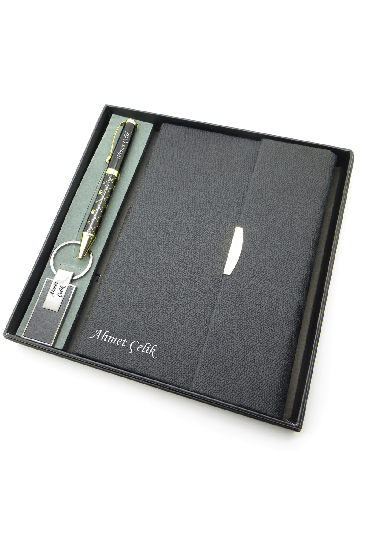 Signator ® Codex | N333 Kişiye Özel Defterli Set - İsme Özel Siyah Kalem + İsme Özel Siyah Defter +