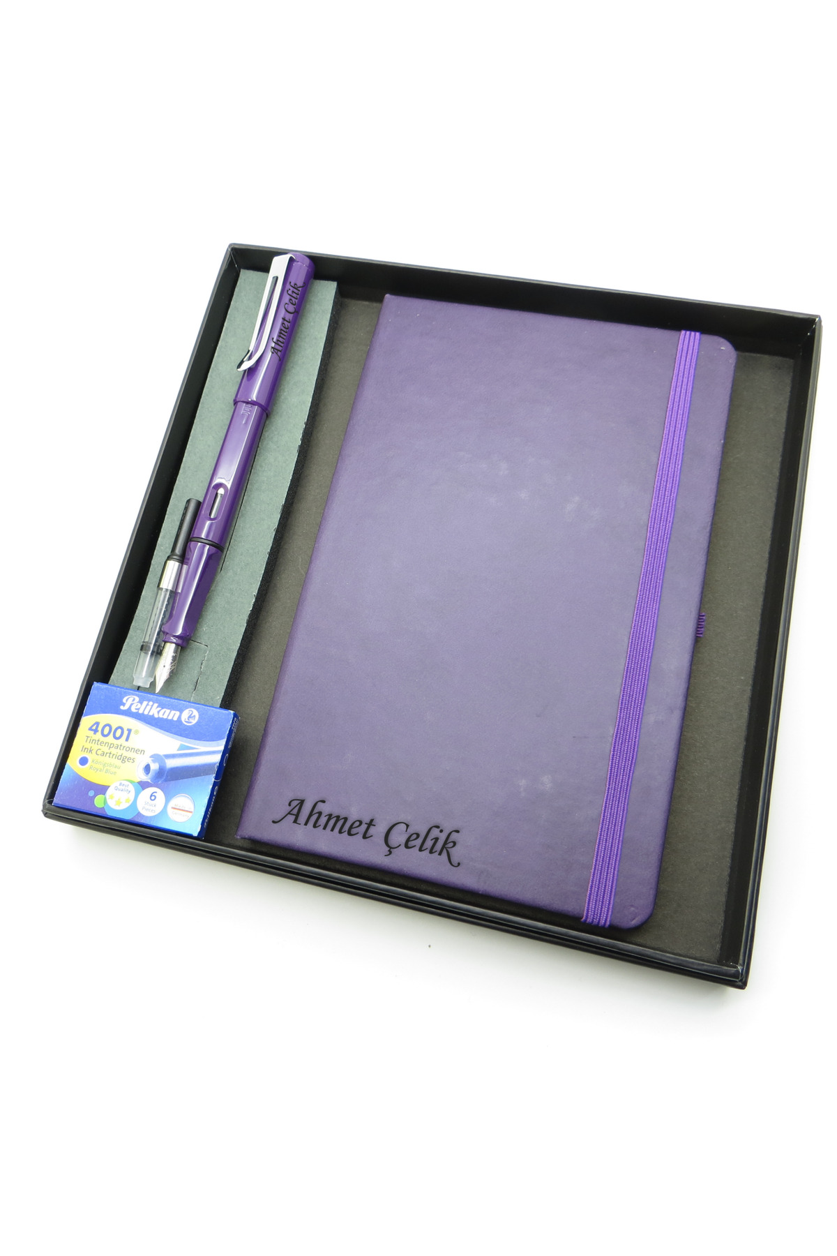 Signator ® Codex | N319 Kişiye Özel Defterli Set - İsme Özel Mor Dolma Kalem + İsme Özel Mor Defter