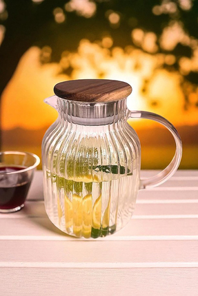iselahome Solara Akasya Kapaklı Borosilikat Cam Sürahi 1600 ml