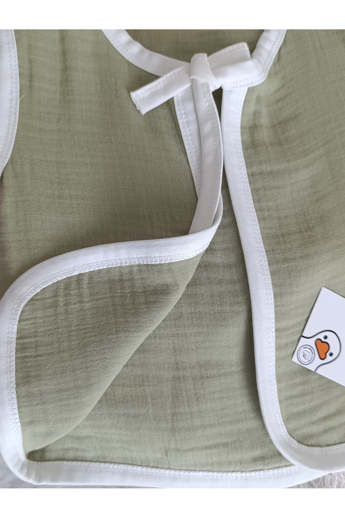 PURE BABY NATURA Organik Müslin Bebek Yeleği, erkek bebek haki yelek, 0-2 yaş fotoğrafı 4 (önizleme)