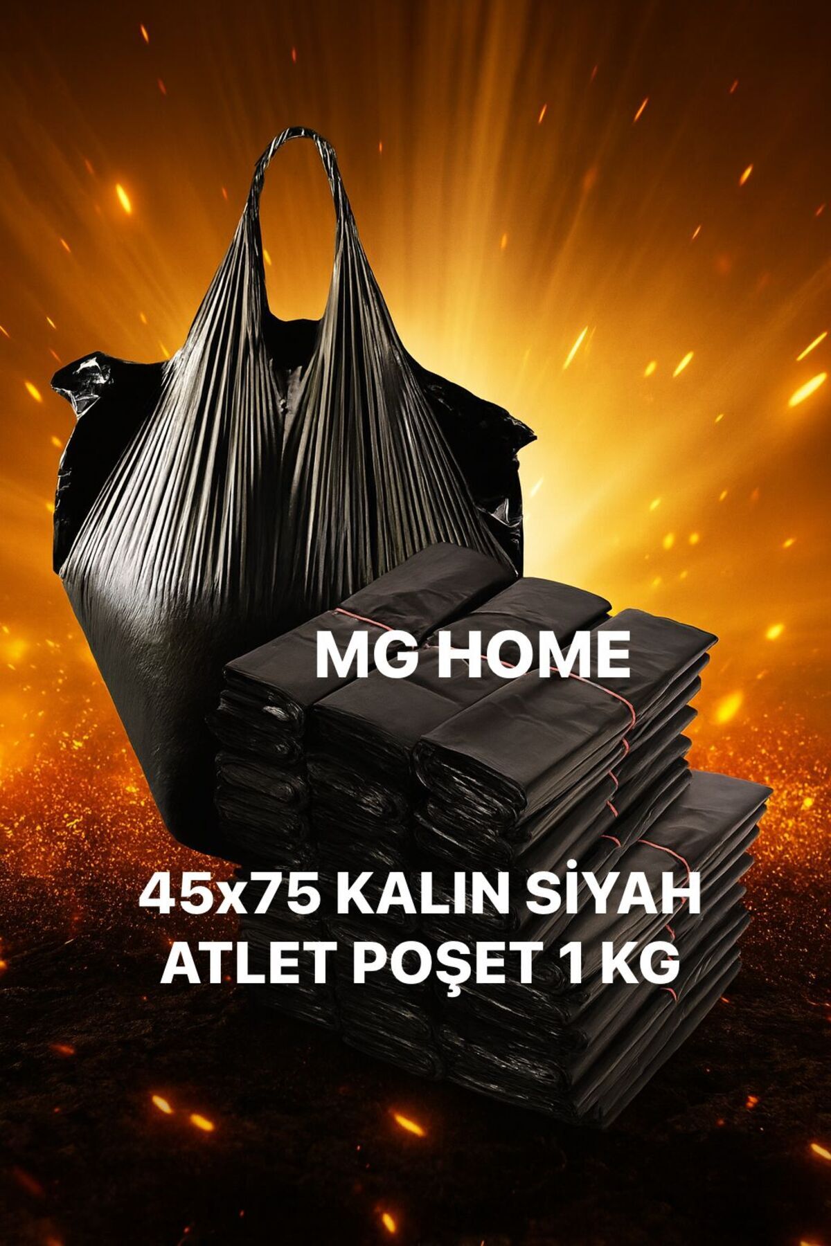 MG HOME 1 KG 45X75 Atlet Poşet Kalın Dayanıklı Eşya Taşıma Büyük Market POŞETİ Çöp Poşeti Çöp Torbası