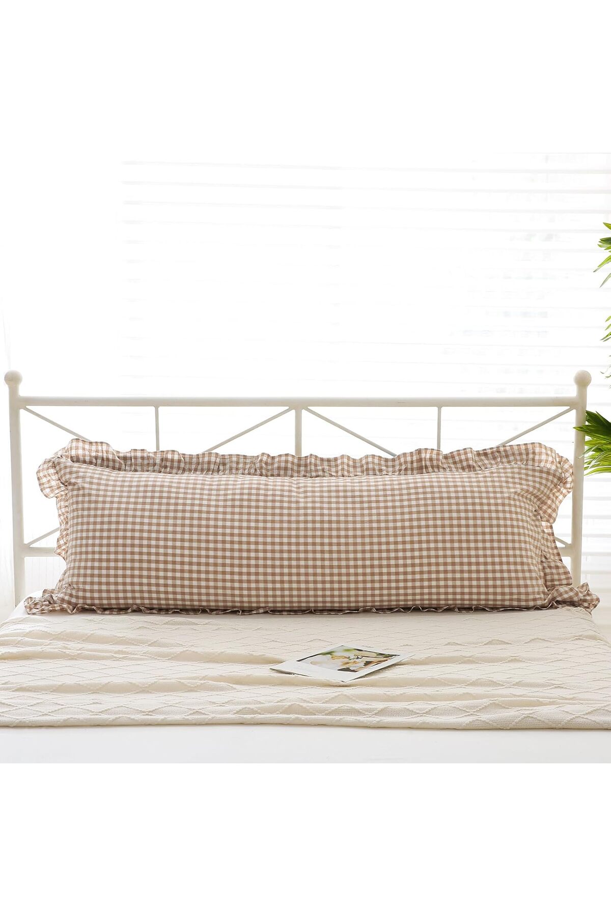 Erba kreasyon Hamile Yastık Kılıfı Pötikare Fırfır Decor Uzun Yastık Kılıfı 50x135cm Hamile Yastığı fotoğrafı 2 (önizleme)