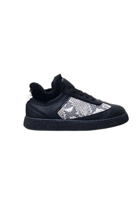 Degischic Siyah Deri&Python Sneaker Bot