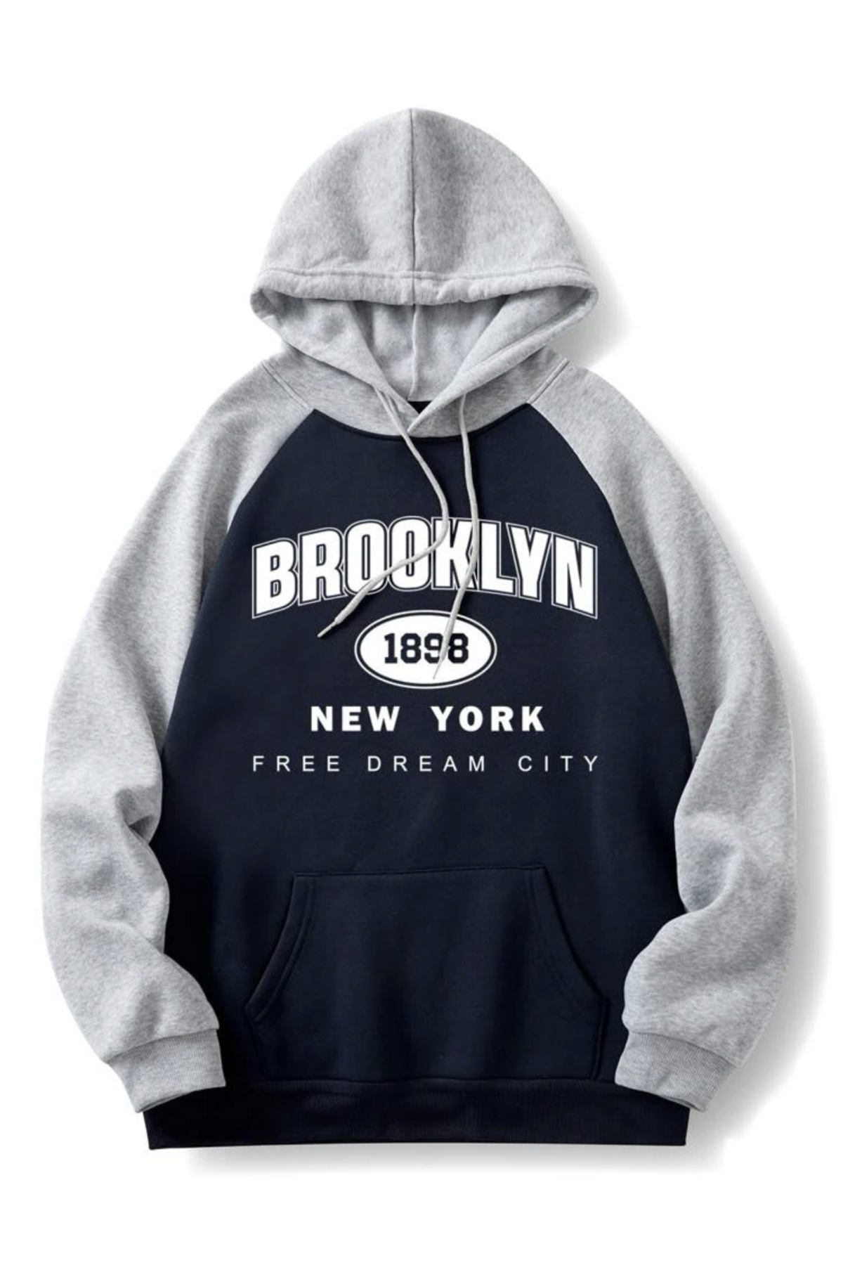 LAPS Unisex Navy Blue Gray Sleeve Piece Brooklyn 1898 Free Oversized Sweatshirt