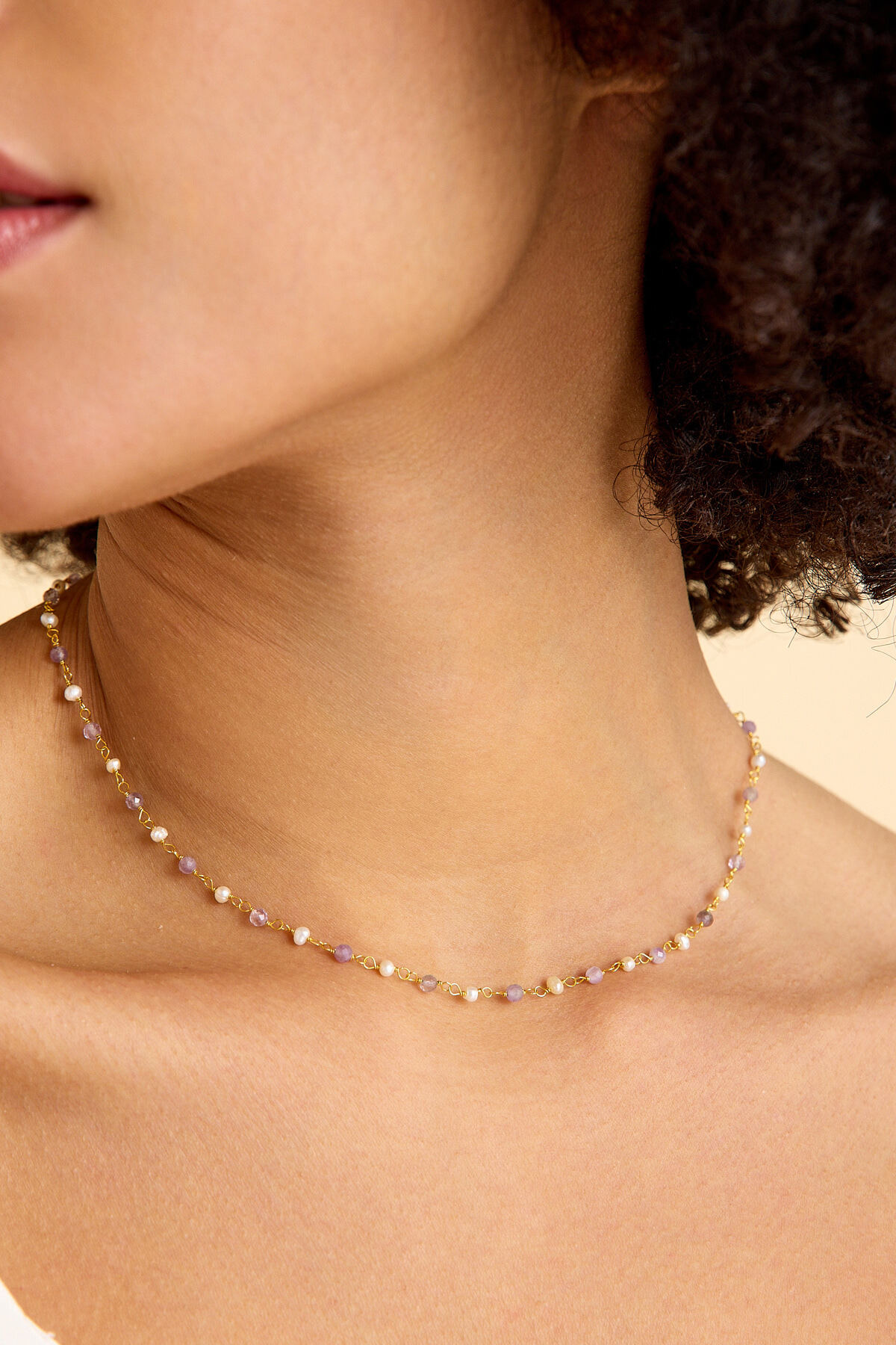 art and crafts jewelry Ametist&İnci Örme Gümüş Kolye görsel 4