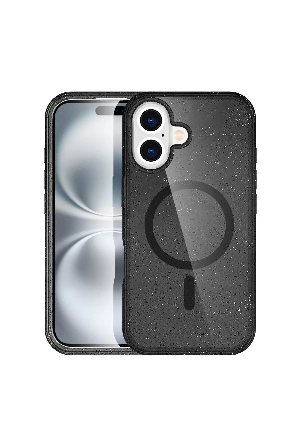 Northcity iPhone 16 Plus Kılıf Star Magsafe Kapak - Siyah-(5796)