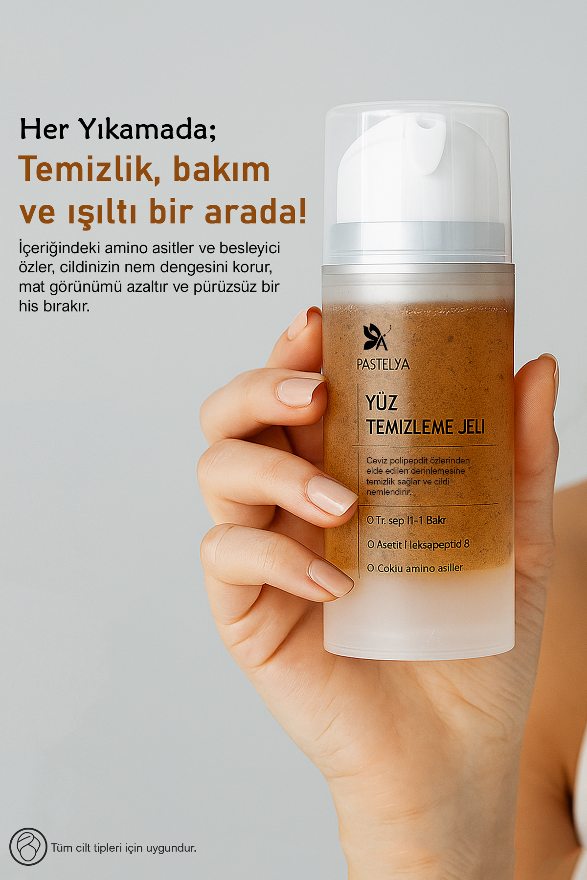 Yüz Temizleme Jeli 120ml –Ceviz Polipeptid Özlü, Gözenek Arındırıcı ve Nemlendirici Cilt Temizleyici — NWYÜZTEMCEPOL — تصویر 3 از 4