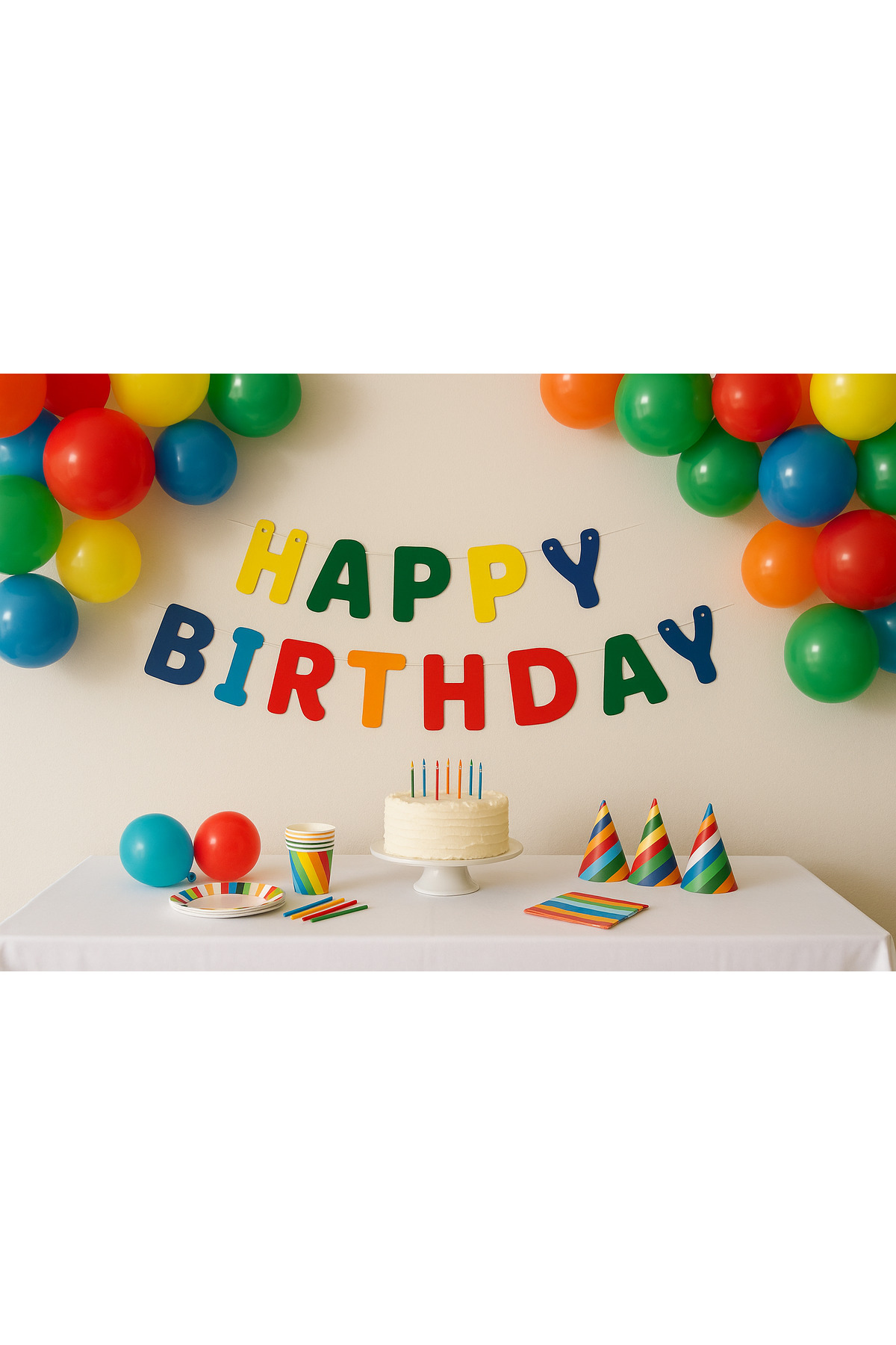 Partifabrik Rengarenk Neşeli Çocuklar Happy Birthday Duvar Doğumgünü Yazısı