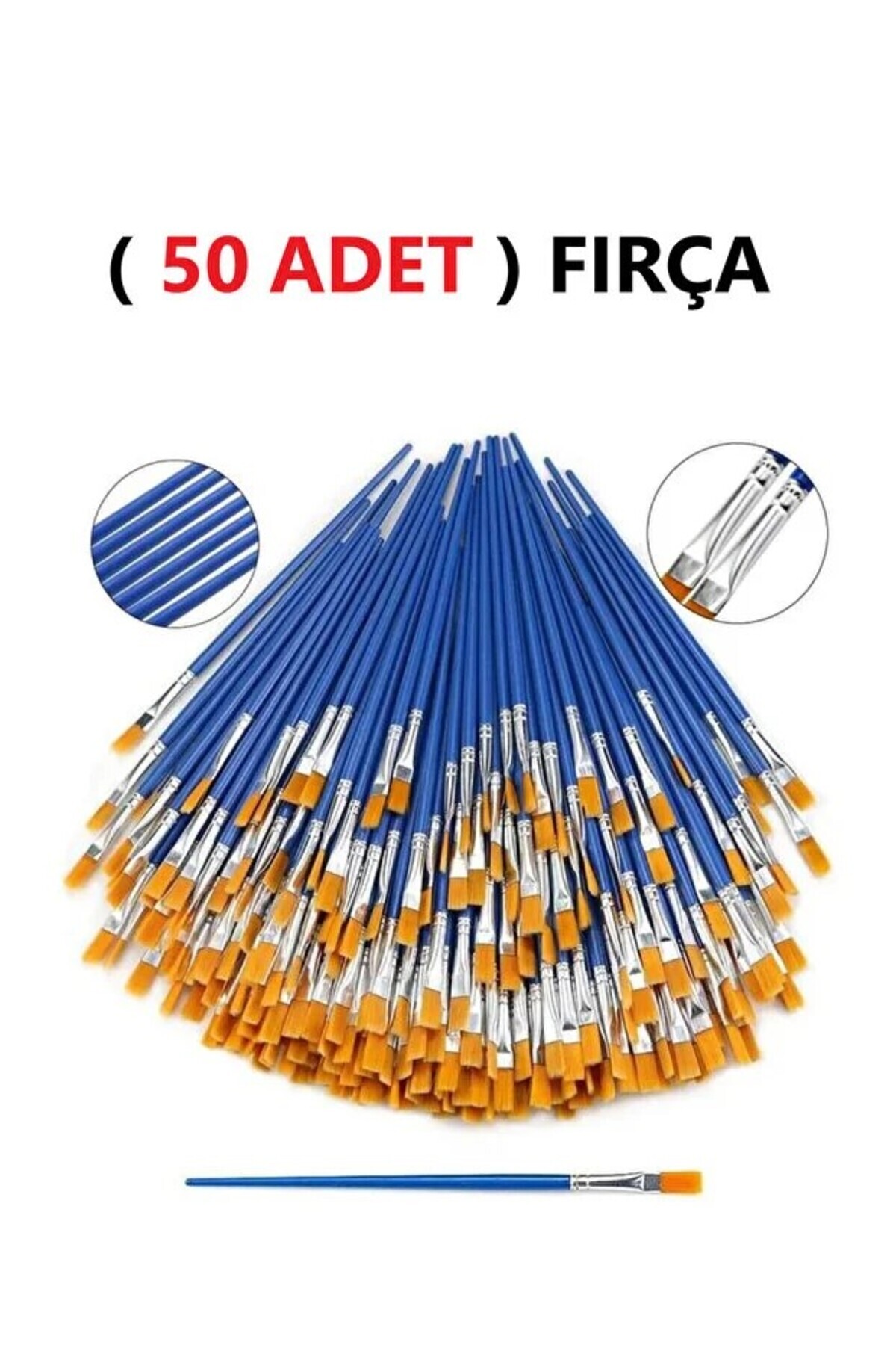 Genel Markalar Resim Fırçası Sentetik Fırça Ekonomik Suluboya Akrilik Boya Guaj Boya Yağlı Boya Fırçası 50 ADET