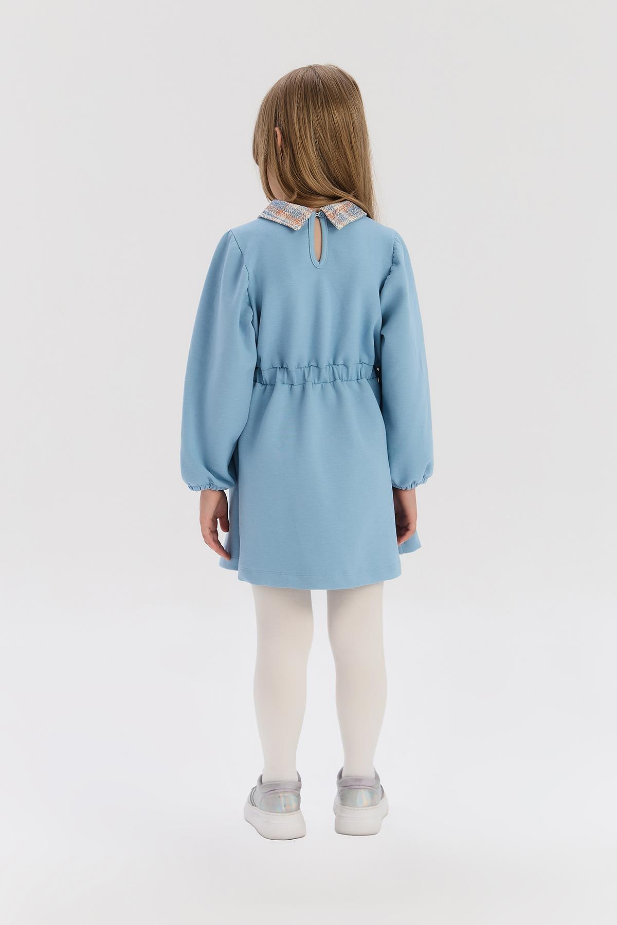 Tyess  BG Store Kız Çocuk Mavi Elbise - Görsel 4