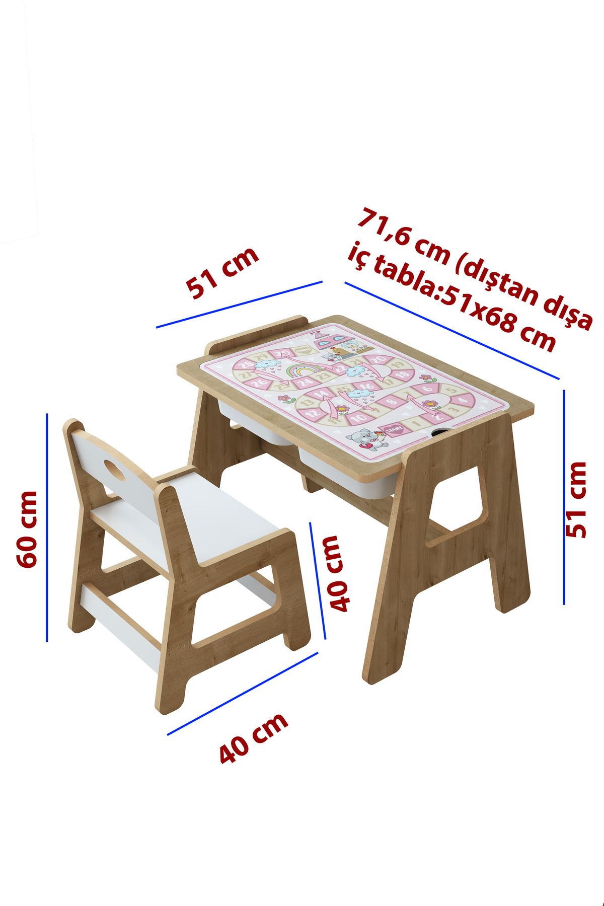 Jest Dekor Konsept Lesson Montessori Ahşap Aktivite Masa Sandalye Takımı fotoğrafı 4 (önizleme)